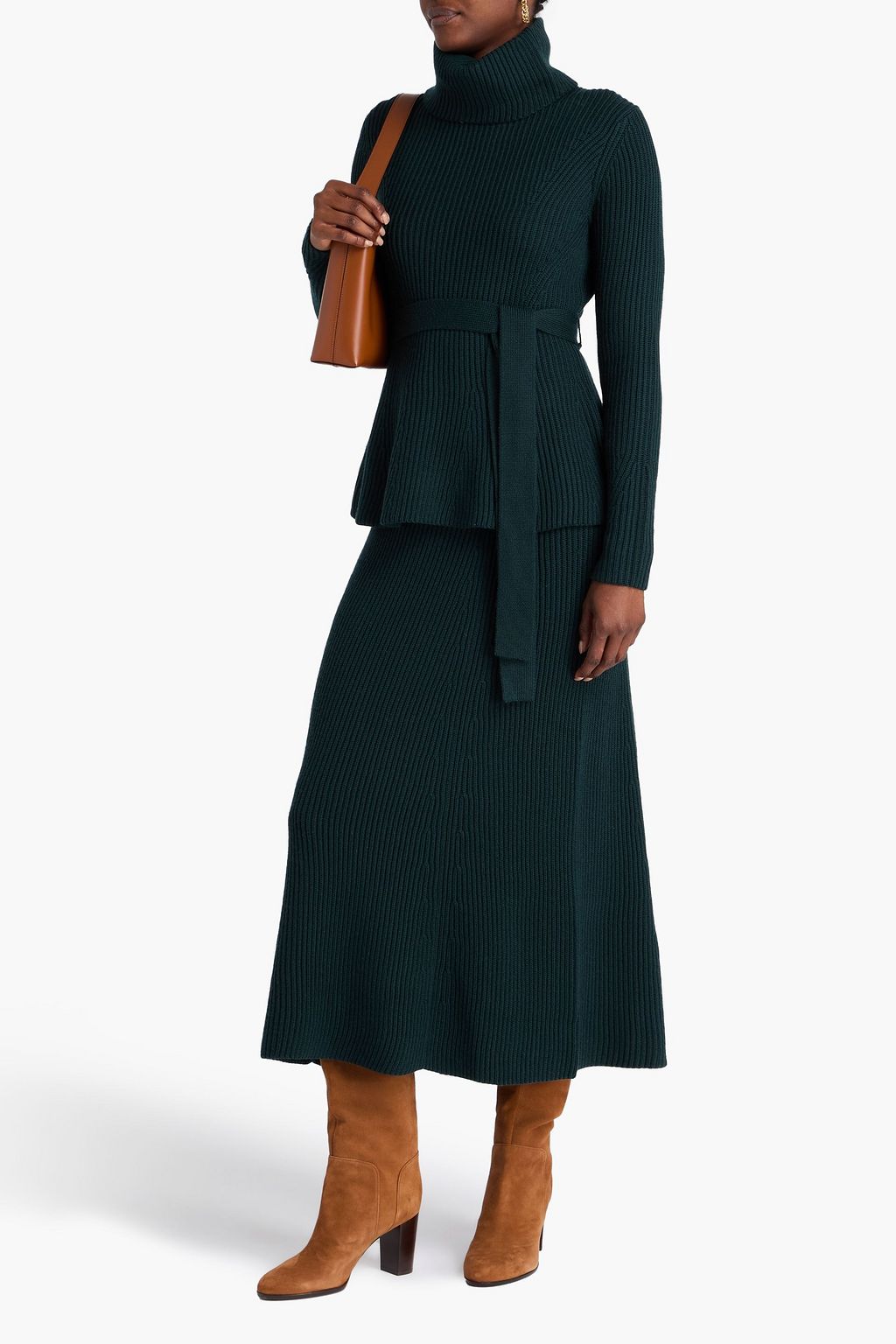 ZIMMERMANN Belted ribbed wool turtleneck sweater