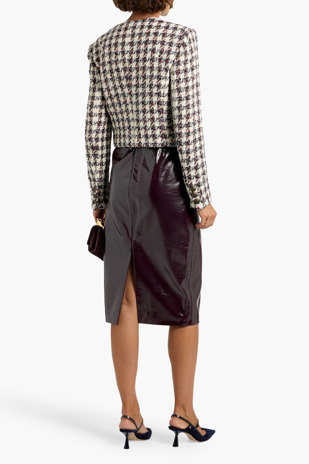VERONICA BEARD Cirtane metallic checked cotton-blend tweed jacket