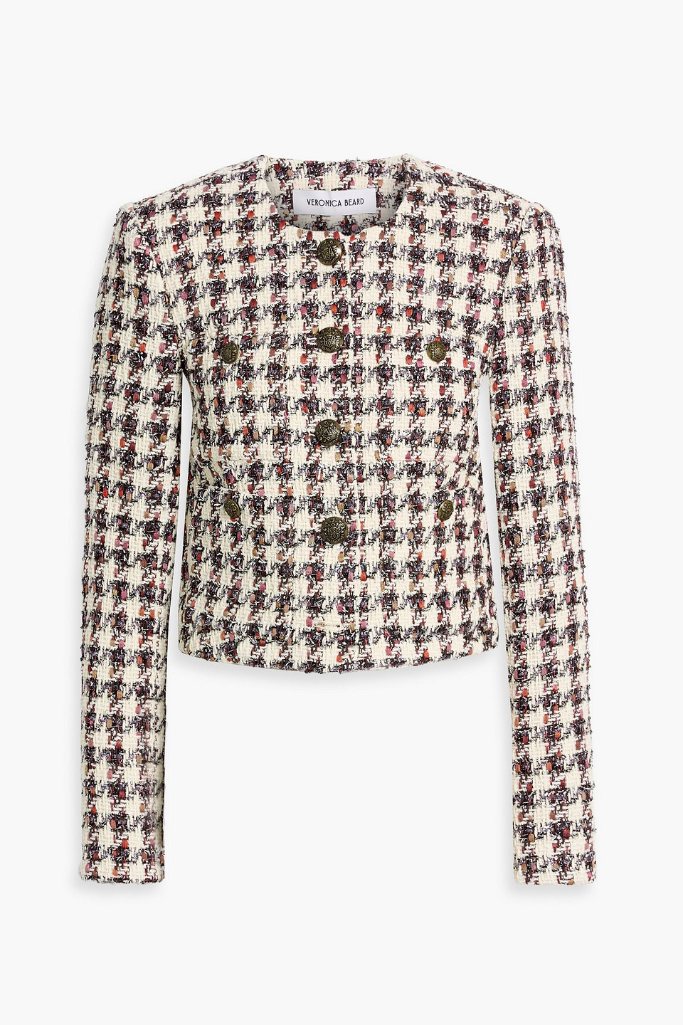 Veronica Beard Cirtane Metallic Checked Cotton-blend Tweed Jacket In Gray