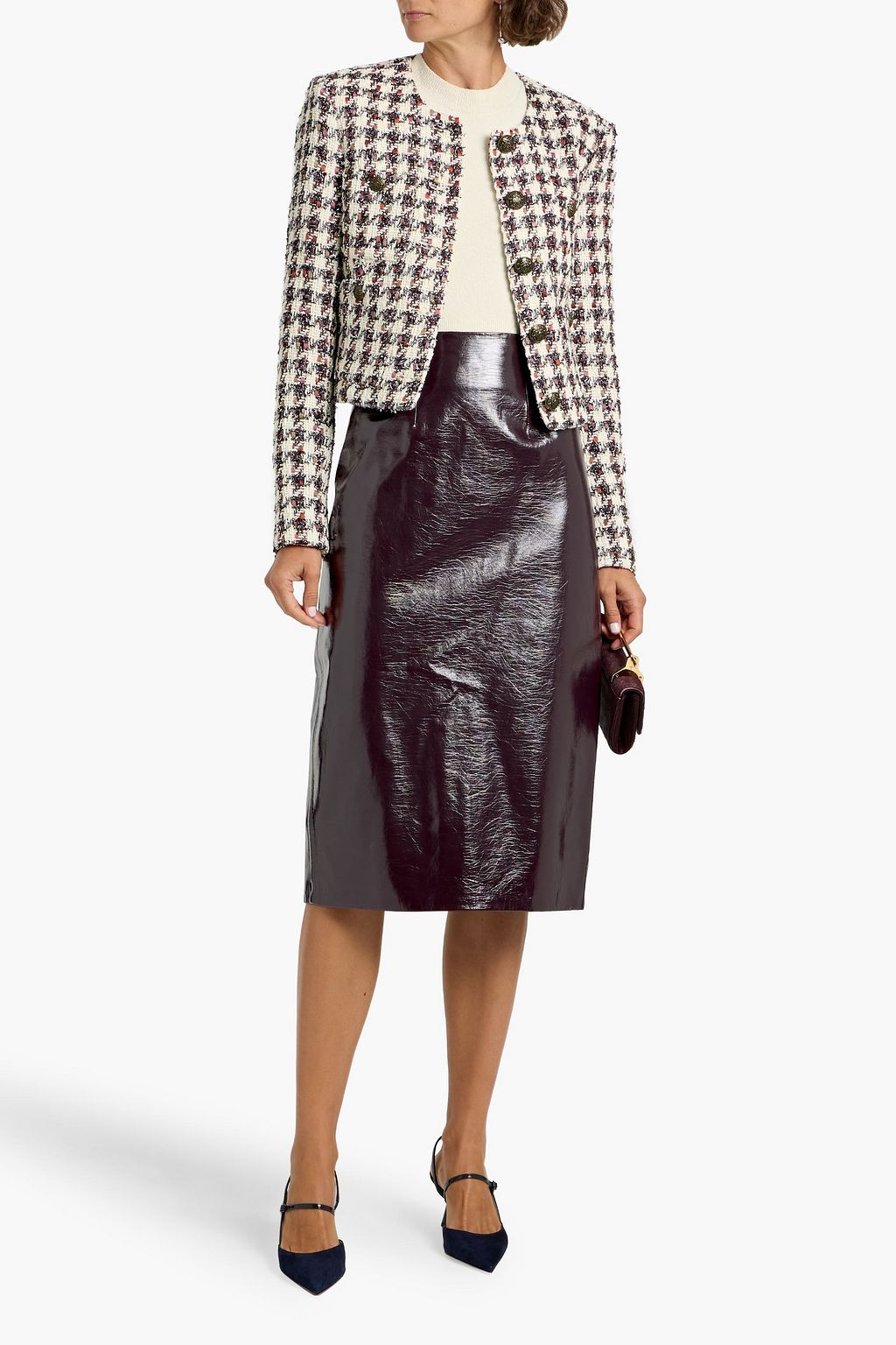 VERONICA BEARD Cirtane metallic checked cotton-blend tweed jacket