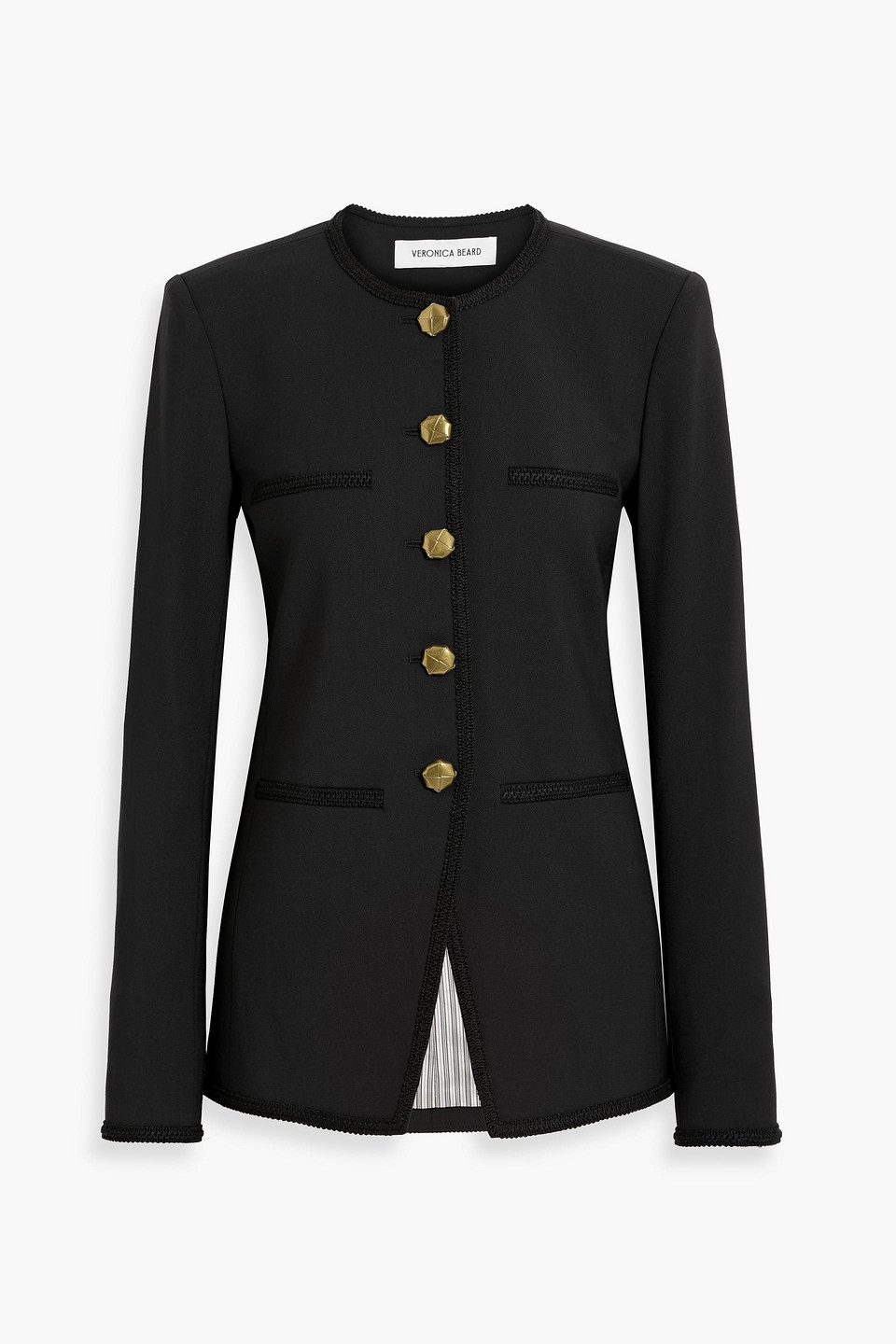 Veronica Beard Alessia Braid-trimmed Twill Jacket In Black