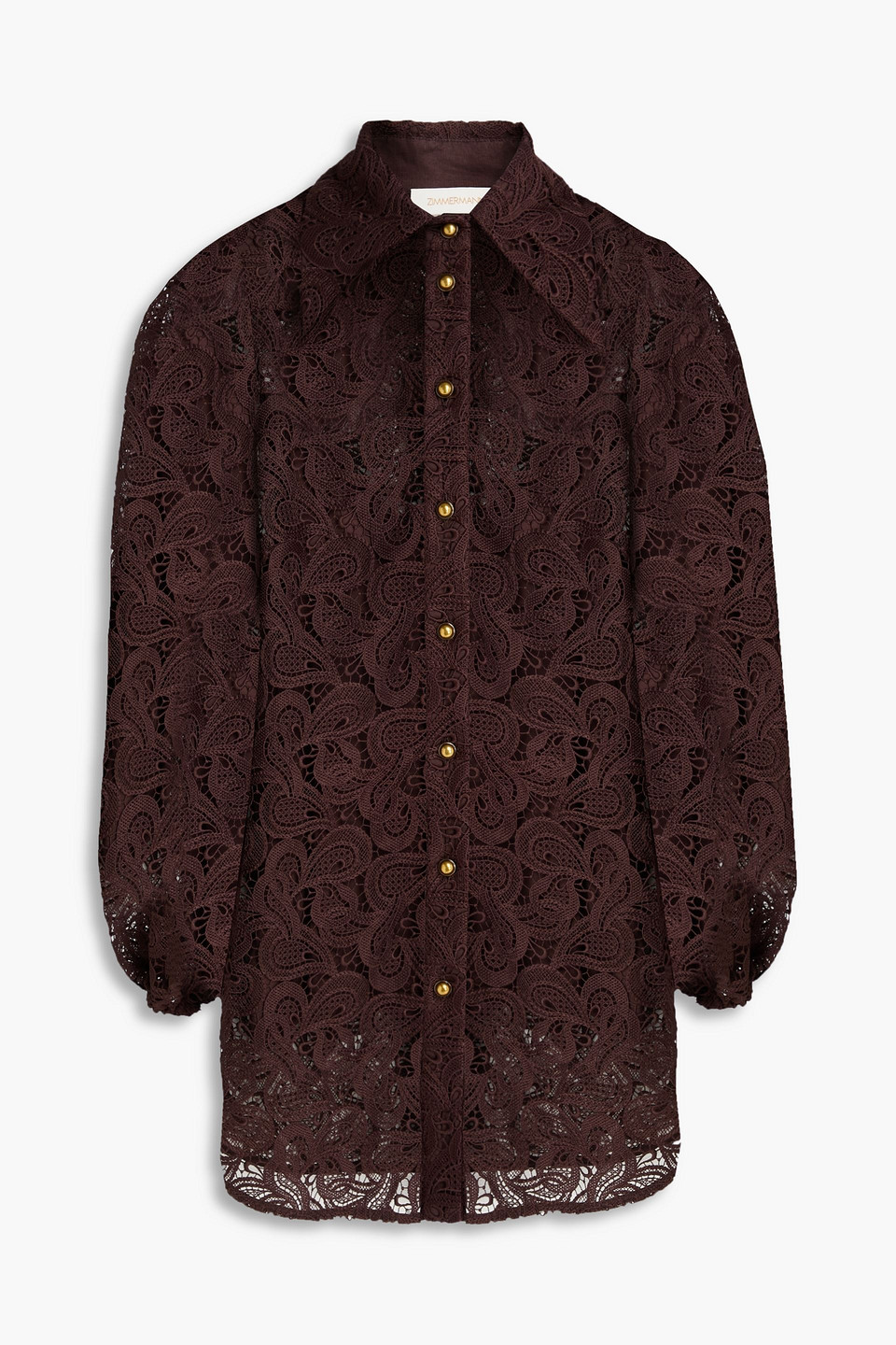 zimmermann - guipure lace shirt - brown - 00