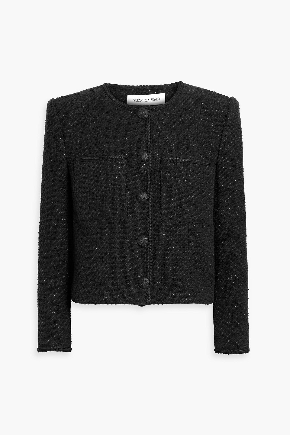 Veronica Beard Lars Metallic Cotton-blend Tweed Jacket In Black