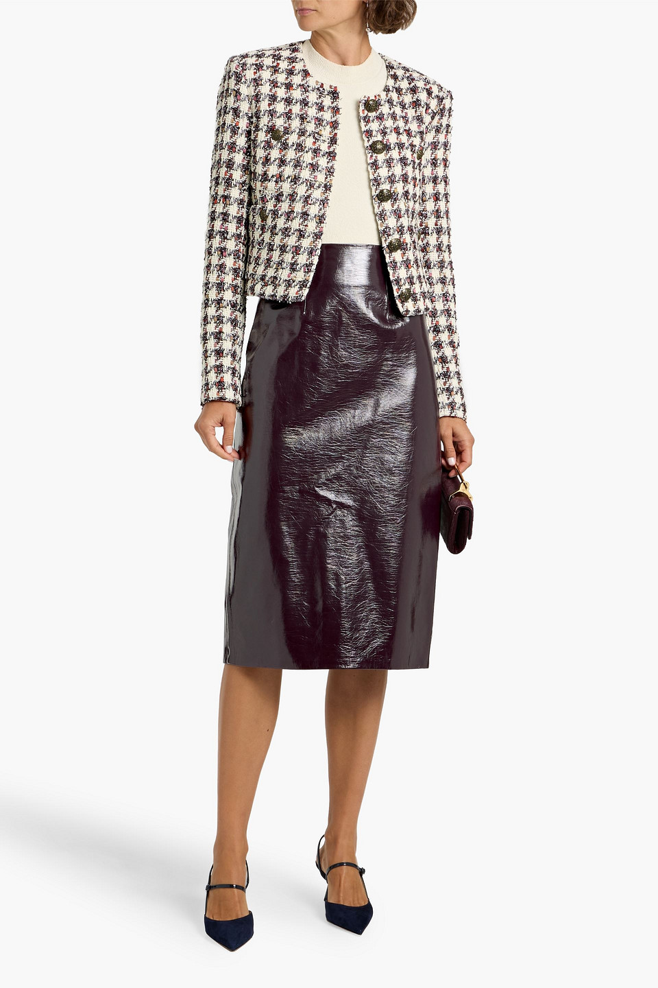 Veronica Beard Holmes Vegan Leather Pencil Skirt In Brown