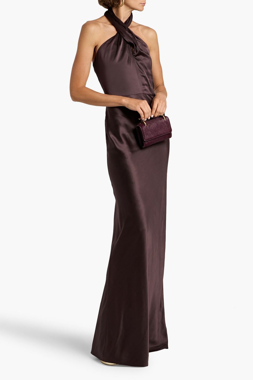 VERONICA BEARD Alberta silk-blend satin halterneck maxi dress