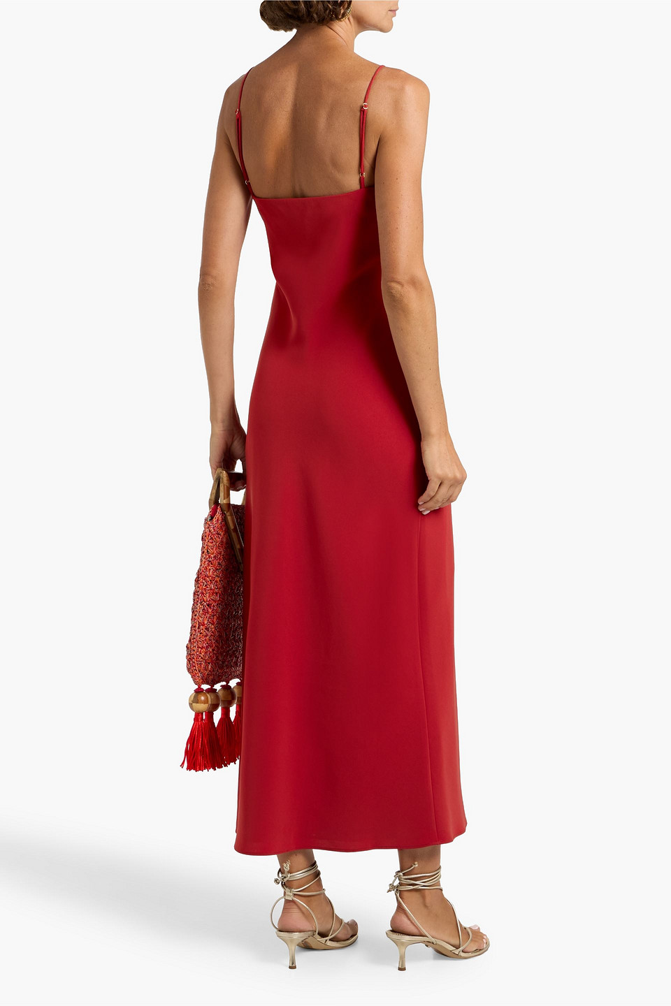 Veronica Beard Mavis Maxi Slip Dress In Crimson