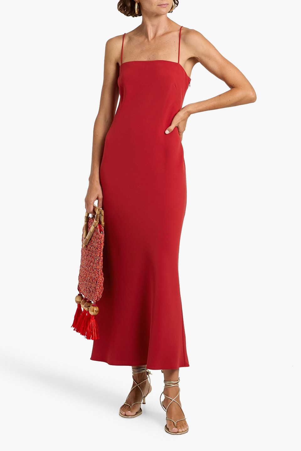 Veronica Beard Mavis Maxi Slip Dress In Crimson