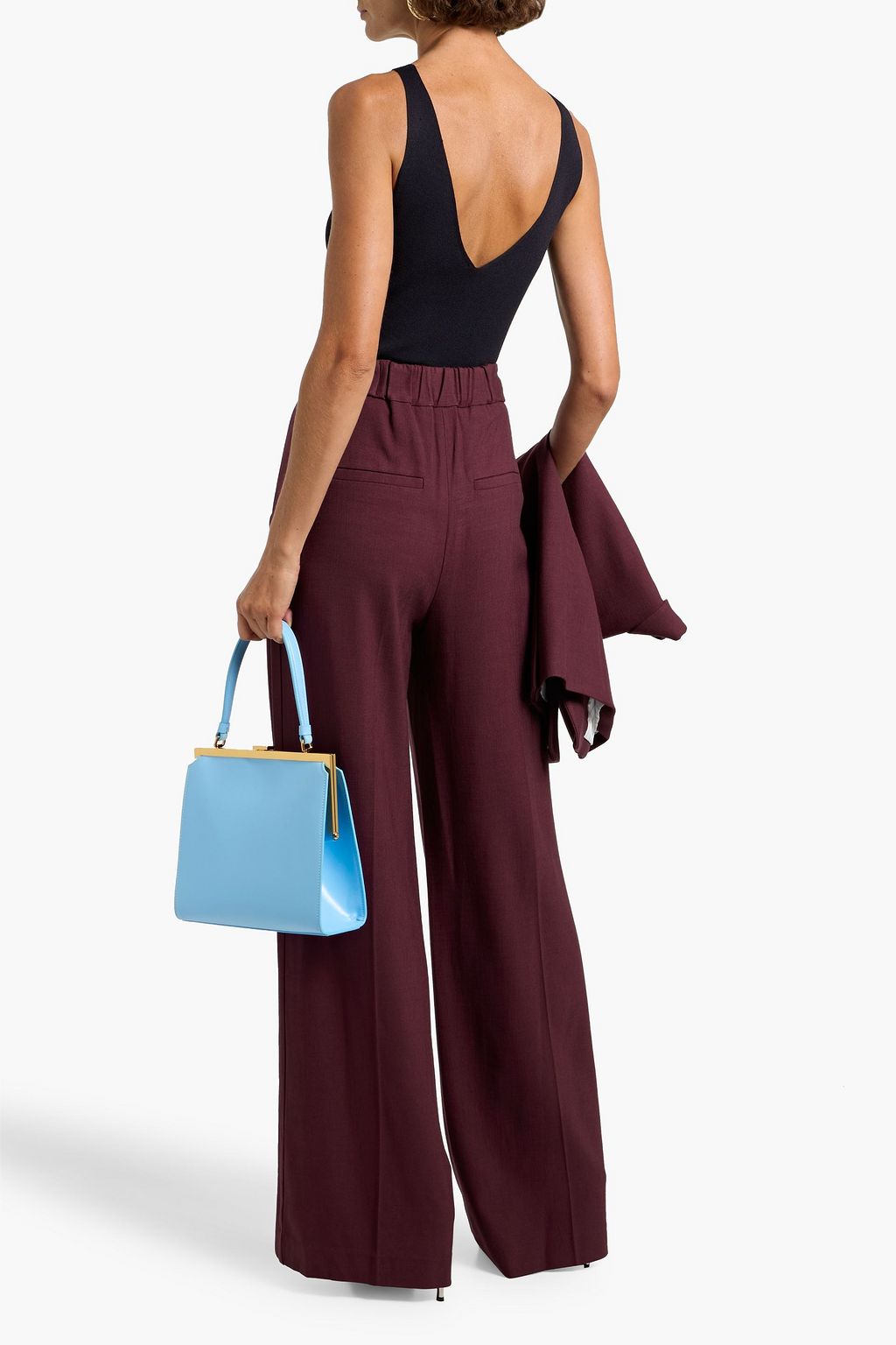 VERONICA BEARD Marbeau pleated woven wide-leg pants