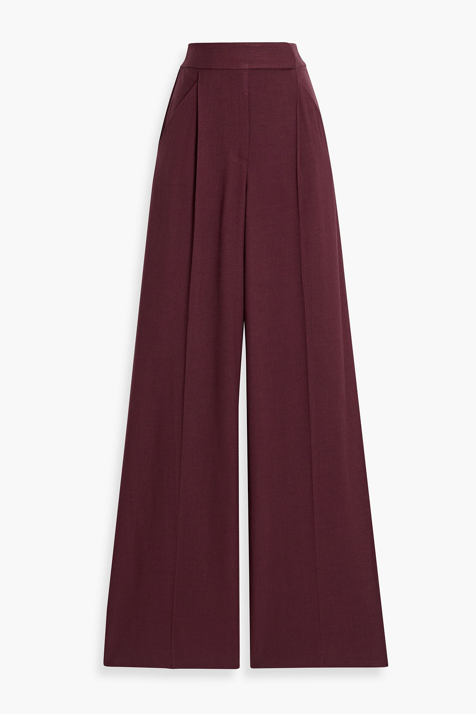 Veronica Beard Marbeau Pleated Woven Wide-leg Pants In Burgundy