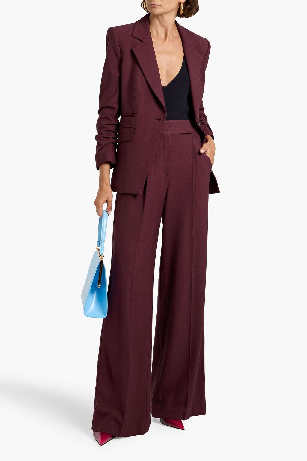 VERONICA BEARD Marbeau pleated woven wide-leg pants