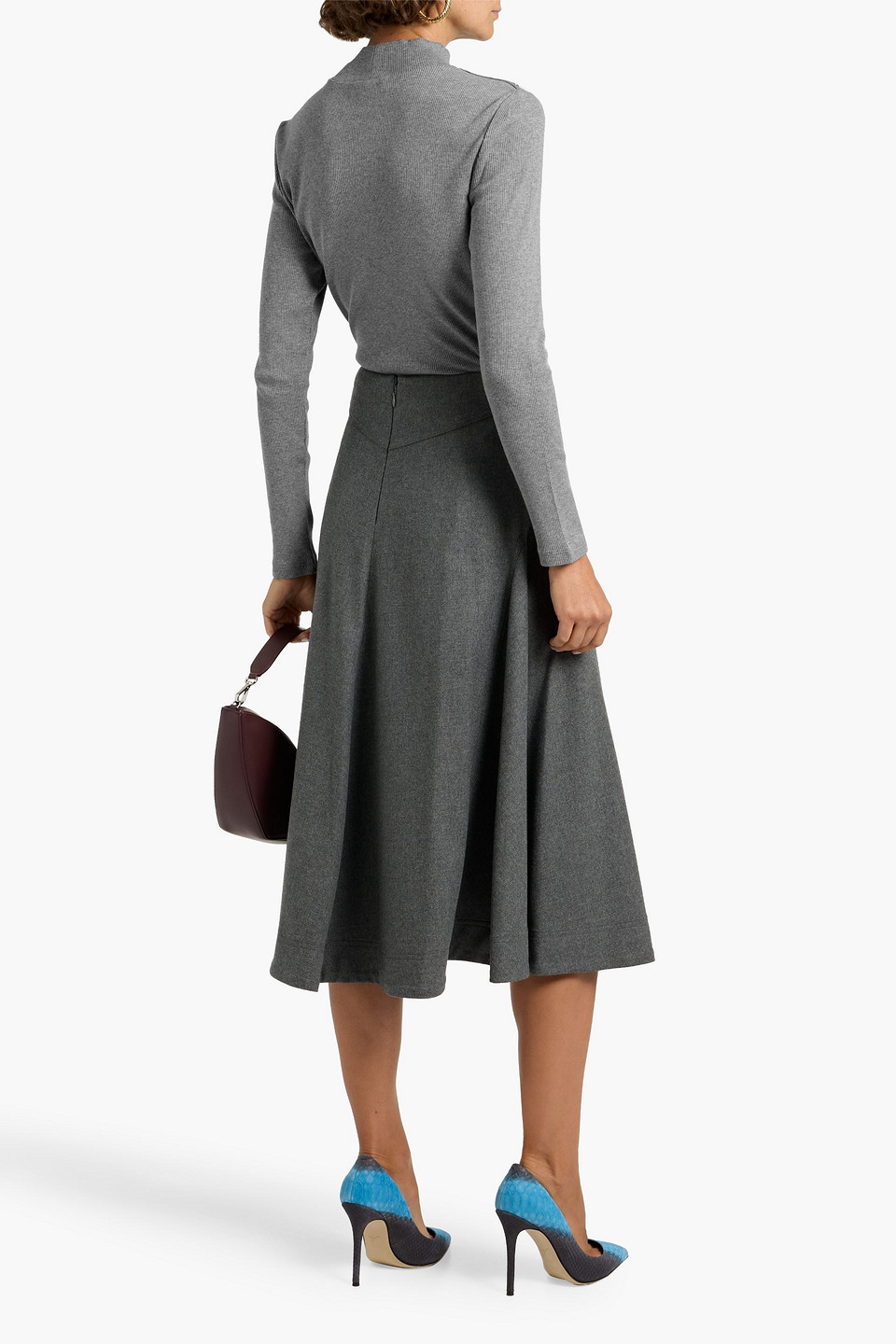 Veronica Beard Nate Ribbed Stretch-pima Cotton-jersey Turtleneck Top In Gray