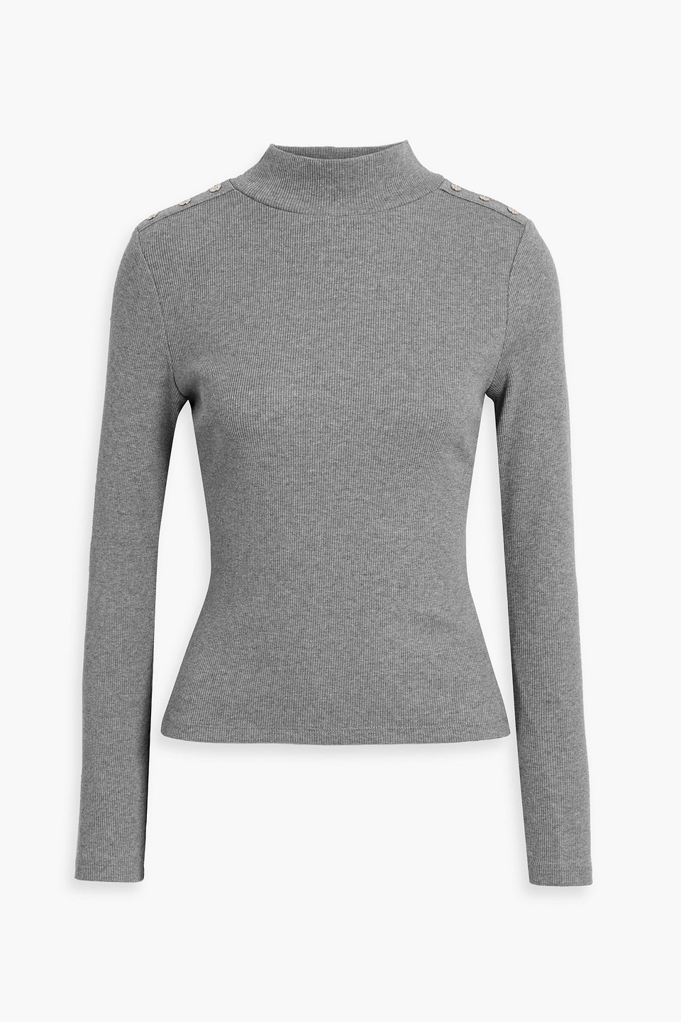 Veronica Beard Nate Ribbed Stretch-pima Cotton-jersey Turtleneck Top In Gray