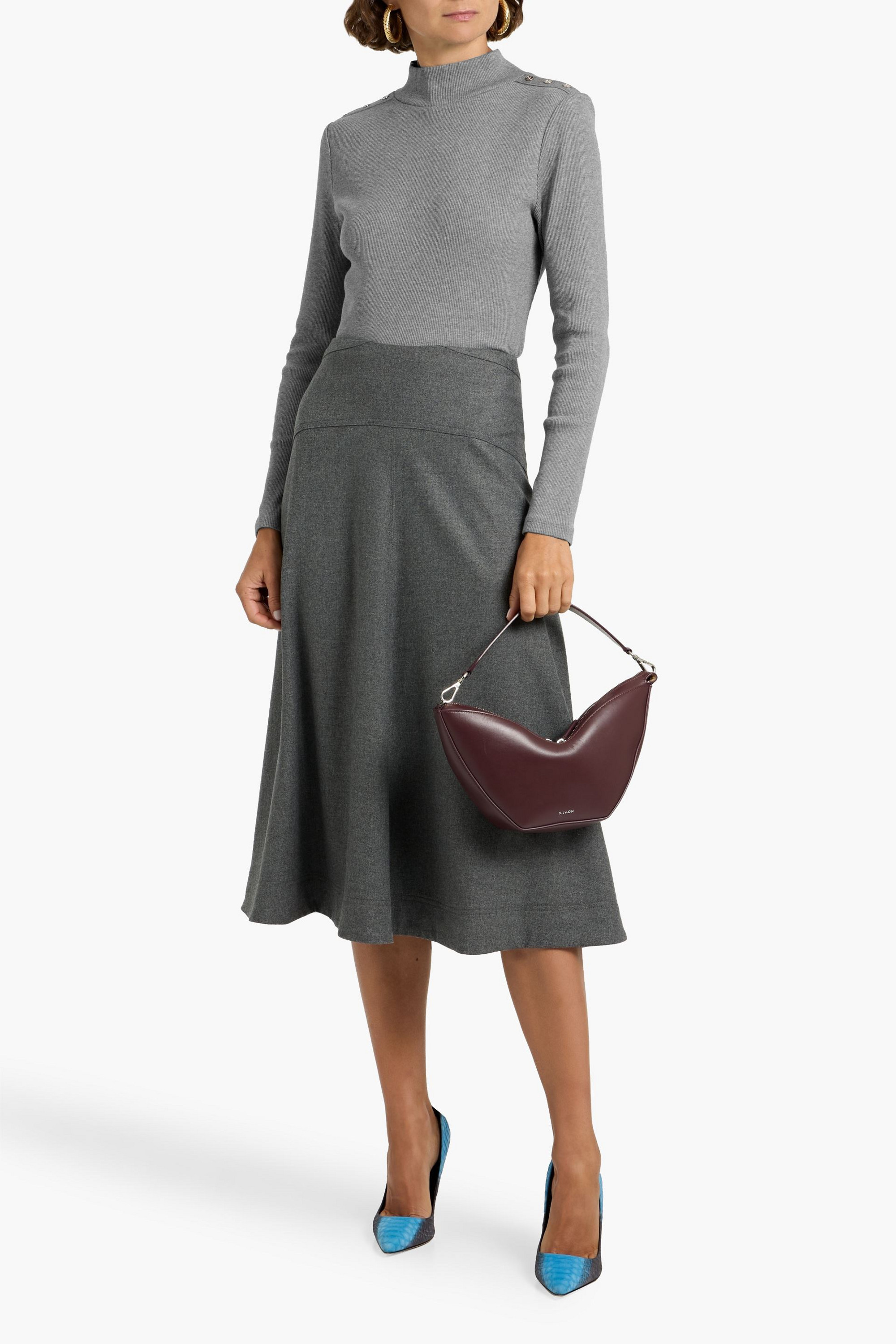 Veronica Beard Nate ribbed stretch-Pima cotton-jersey turtleneck top