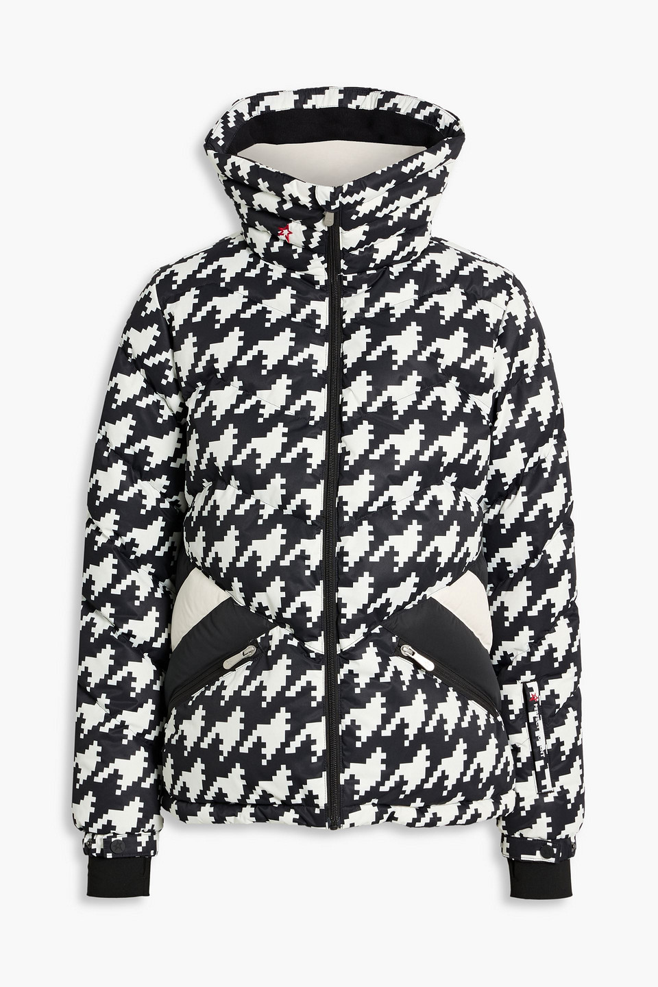 Perfect Moment Houndstooth Quilted Ski Jacket In Black
