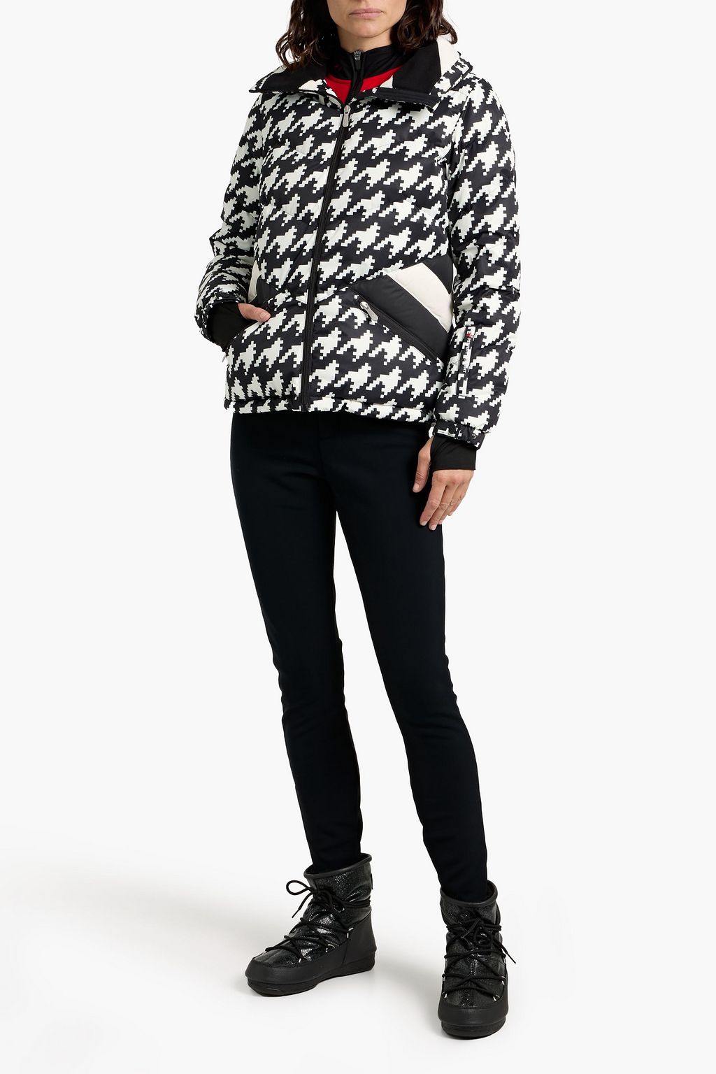 PERFECT MOMENT Houndstooth quilted ski jacket