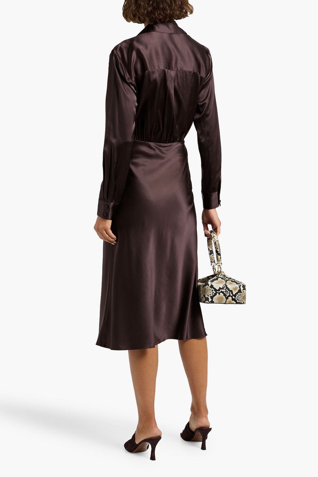 VERONICA BEARD Midikleid „Otis“ aus Satin aus einer Seidenmischung mit Wickeleffekt
