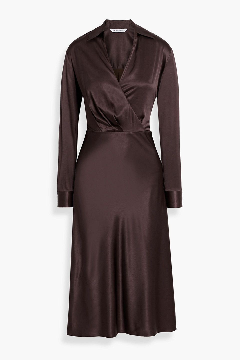 Veronica Beard Otis Long-sleeve Midi Dress In Brown