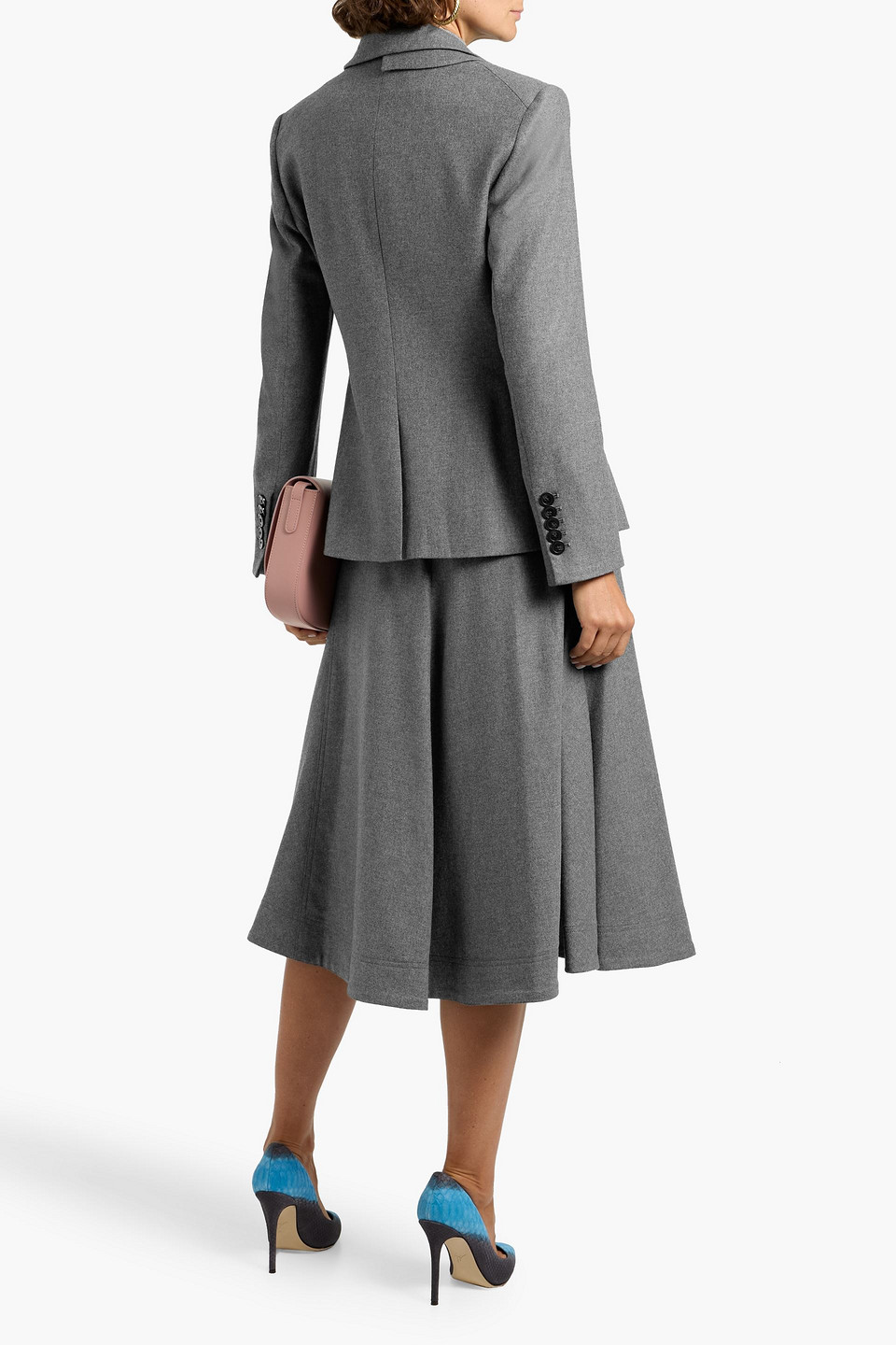 Veronica Beard Rasima Flannel Midi Skirt In Gray
