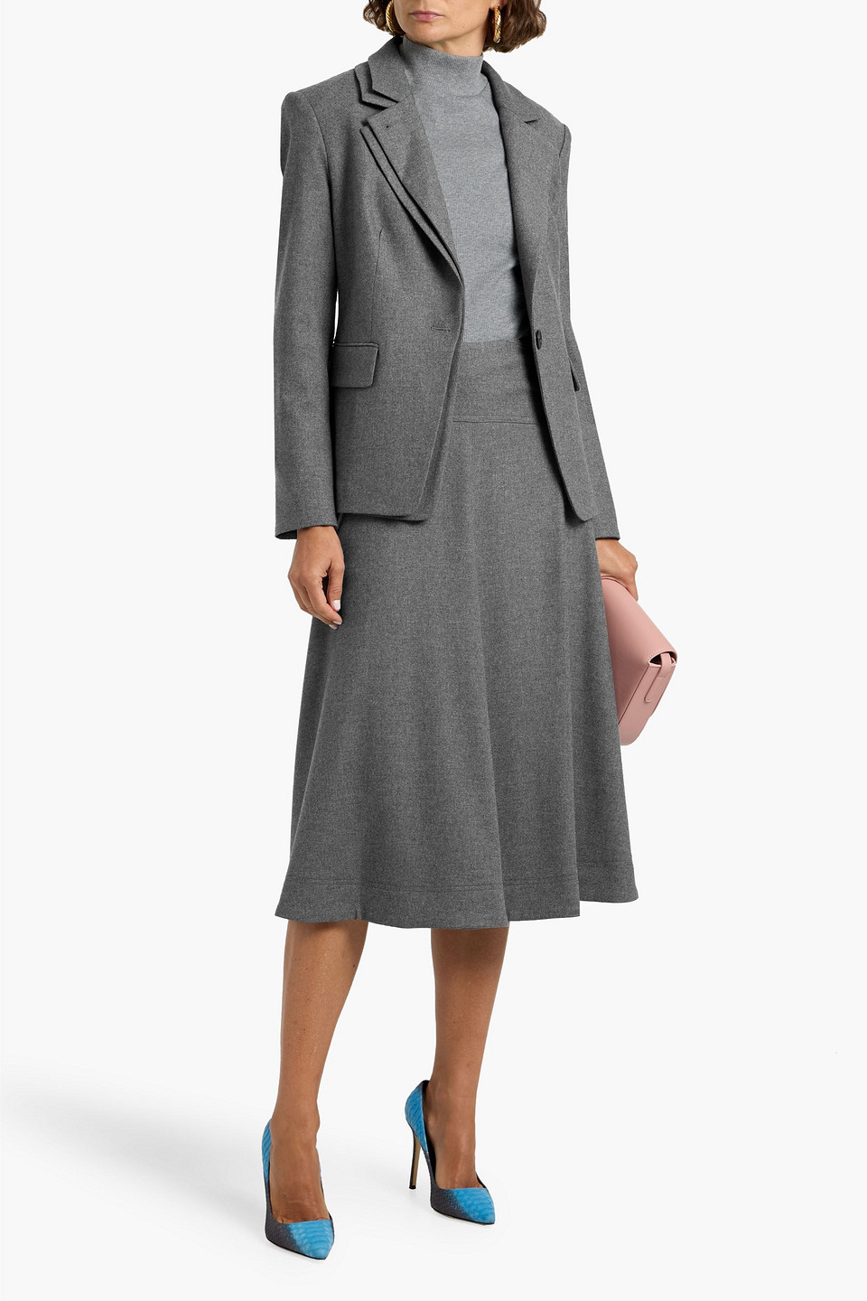 Veronica Beard Rasima Flannel Midi Skirt In Gray