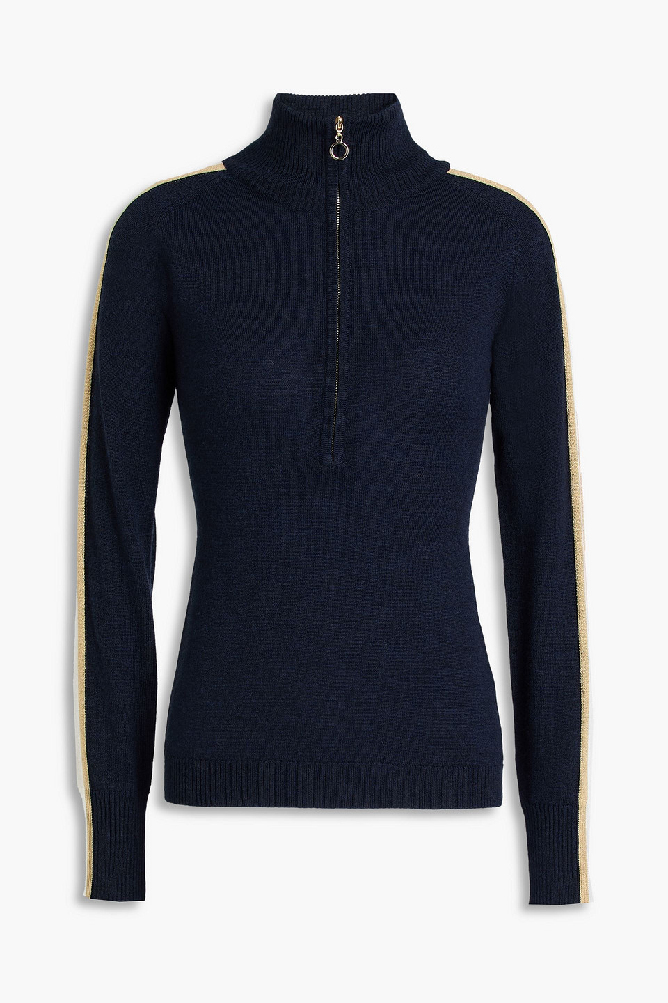 We Norwegians Geilo Striped Merino Wool-blend Half-zip Base Layer In Blue