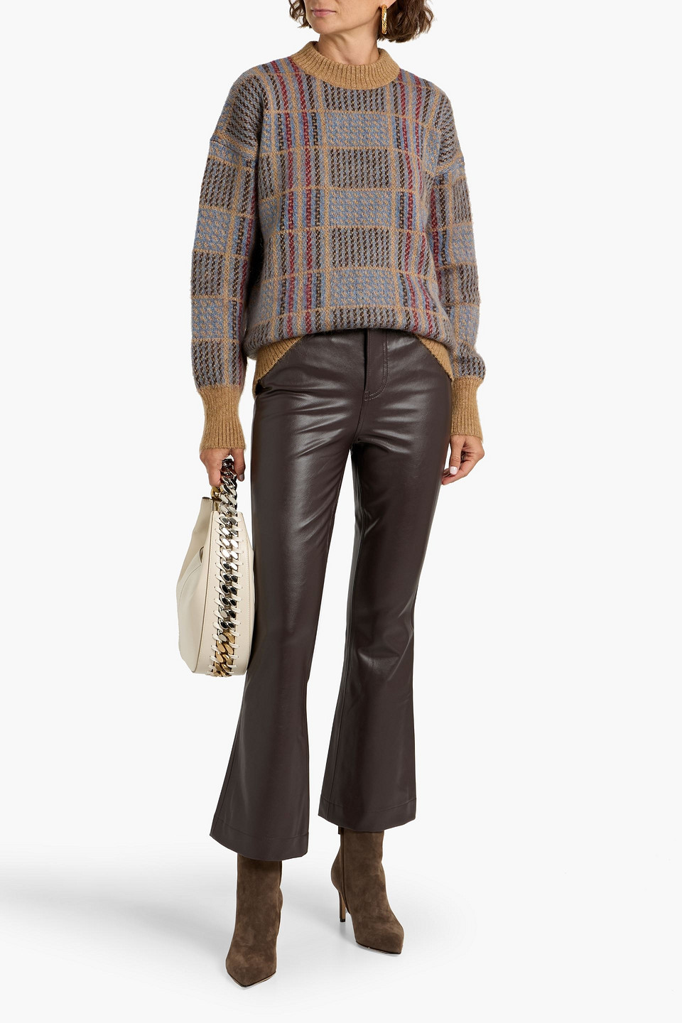 Veronica Beard Carson High Rise Ankle Flare Pants In Dark Chocolate In Burgundy
