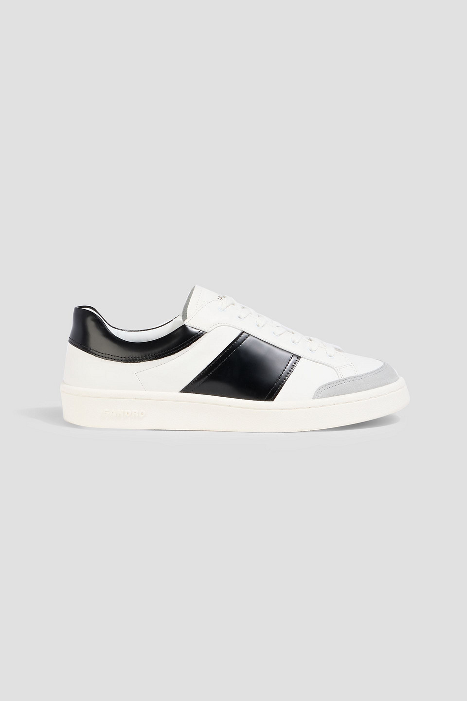 Sandro Leather And Suede Sneakers In White