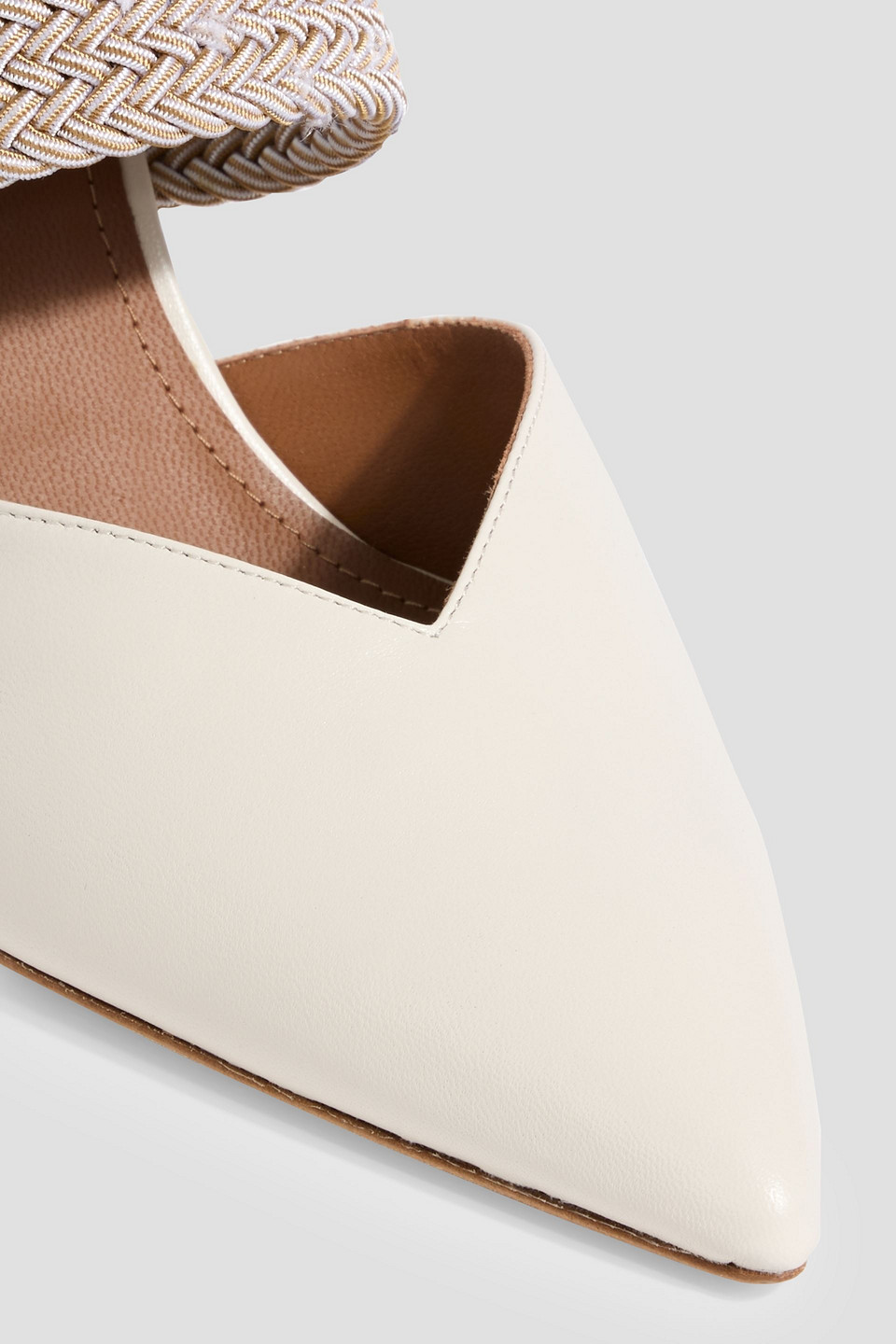 Malone Souliers Maisie 85 Cord-trimmed Leather Mules In Sand
