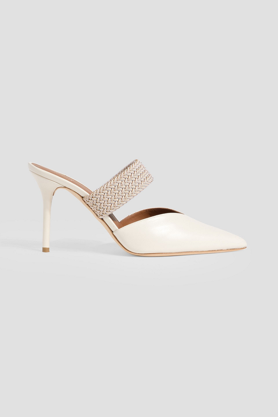 Malone Souliers Maisie 85 Cord-trimmed Leather Mules In Sand