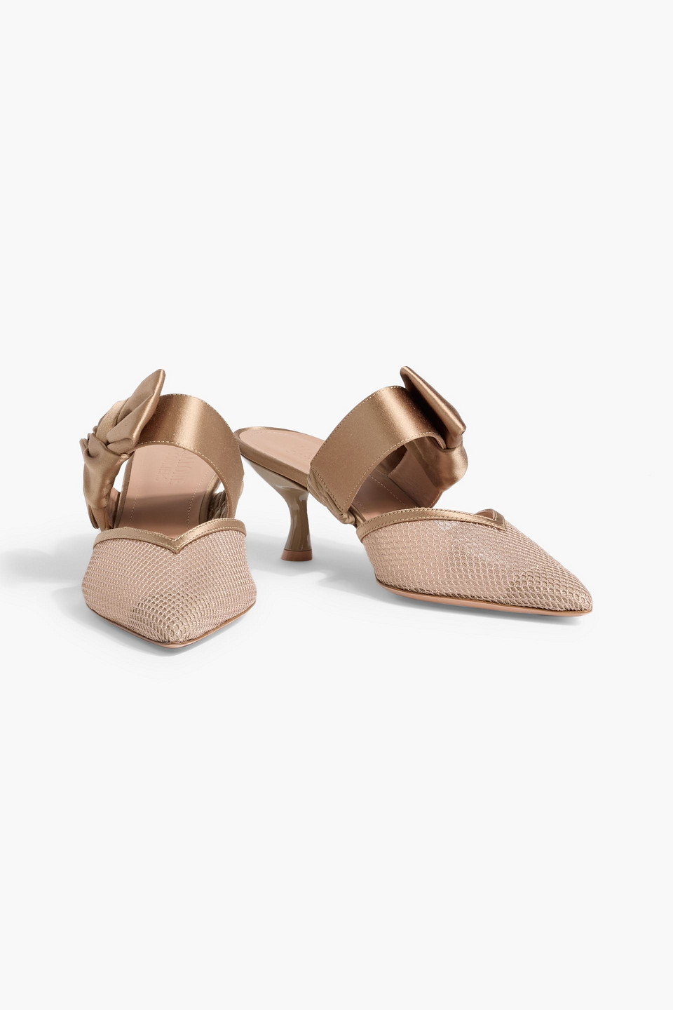Malone Souliers Marie 45 Bow-detailed Mesh Mules In Brown