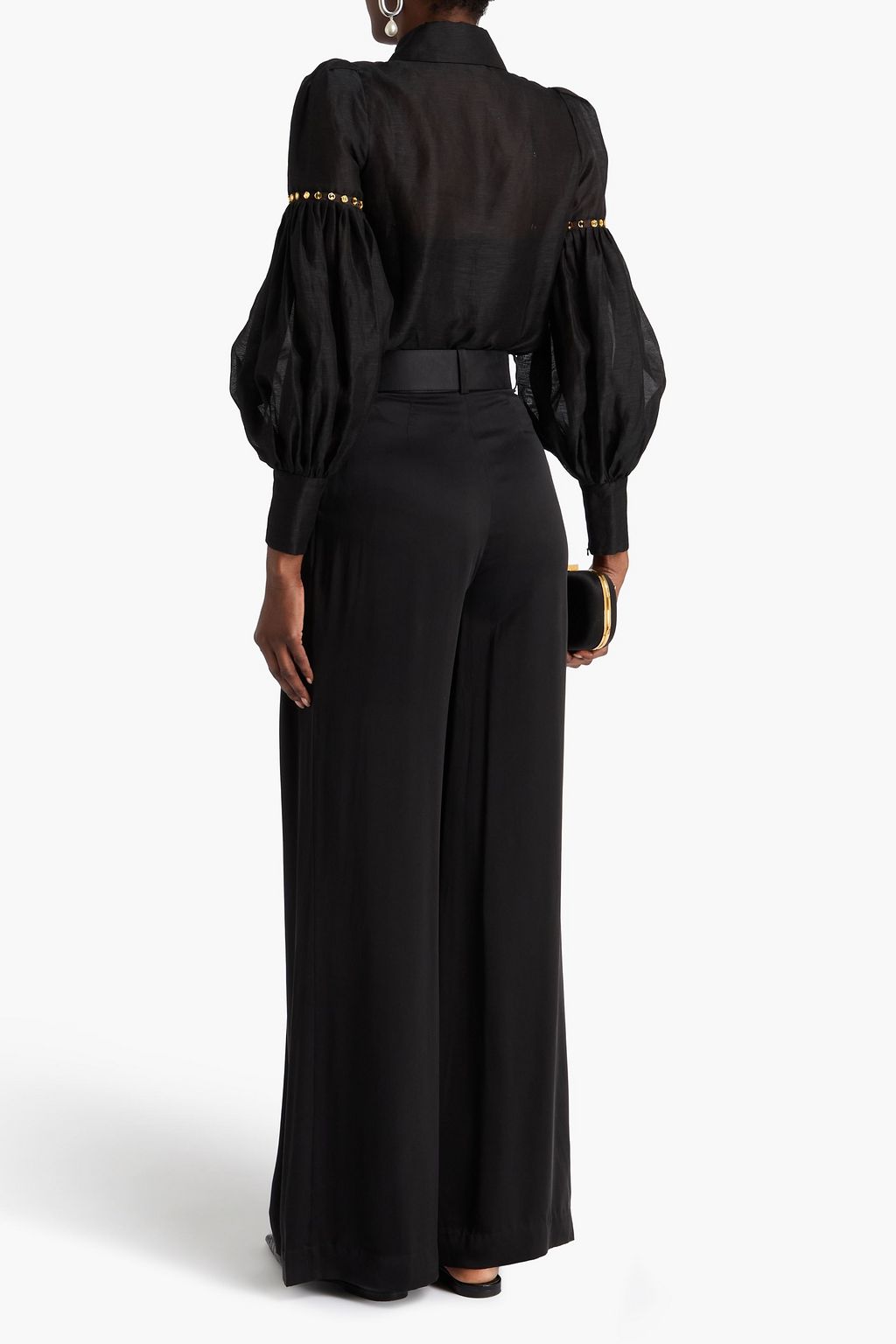 ZIMMERMANN Belted silk-charmeuse wide-leg pants
