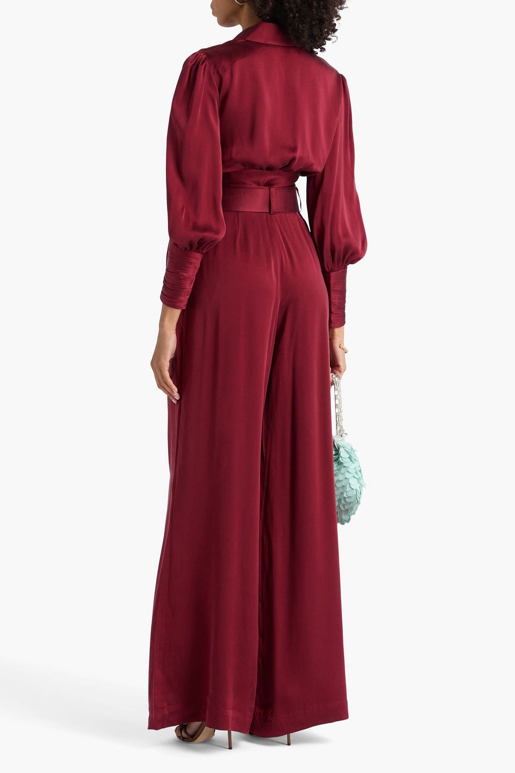 ZIMMERMANN Belted silk-charmeuse wide-leg pants
