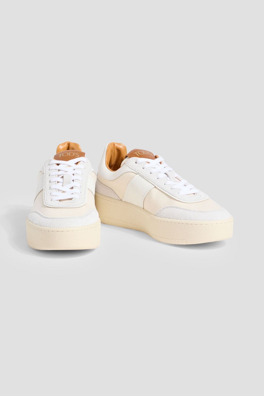 TOD'S Twill, suede and leather sneakers