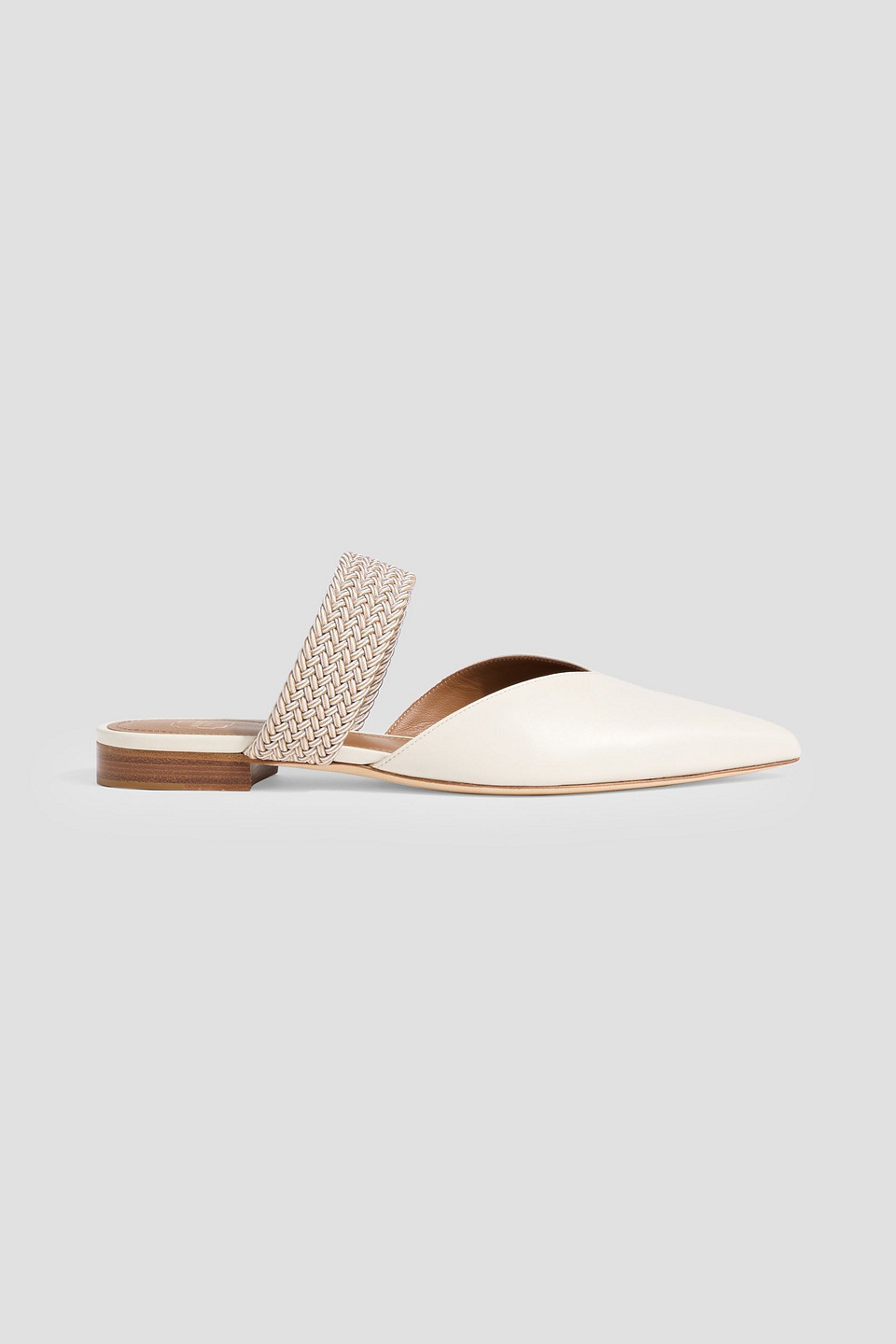 Malone Souliers Maisie Cord-trimmed Leather Point-toe Flats In Sand