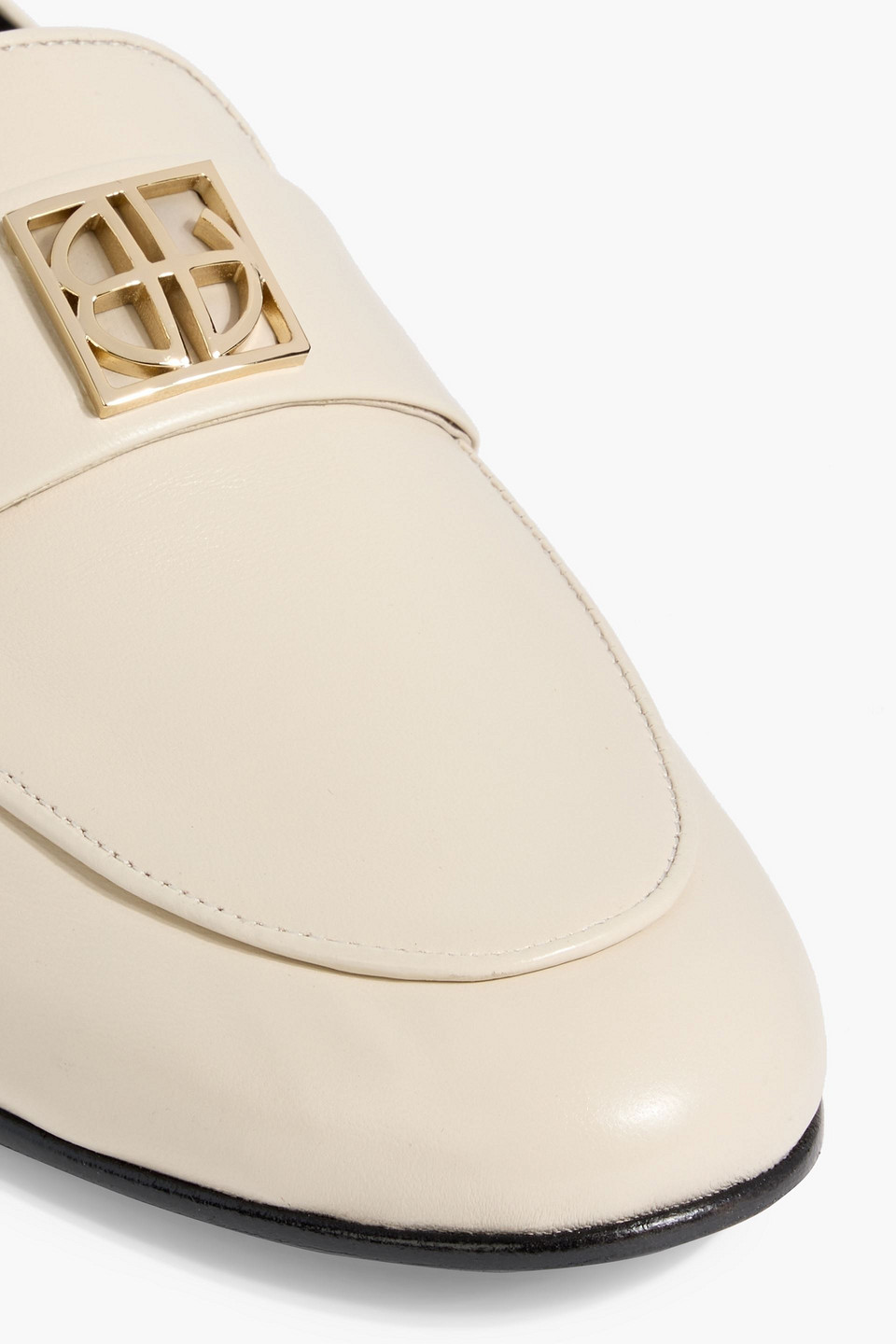Anine Bing Corrine Embellished Leather Loafers In White
