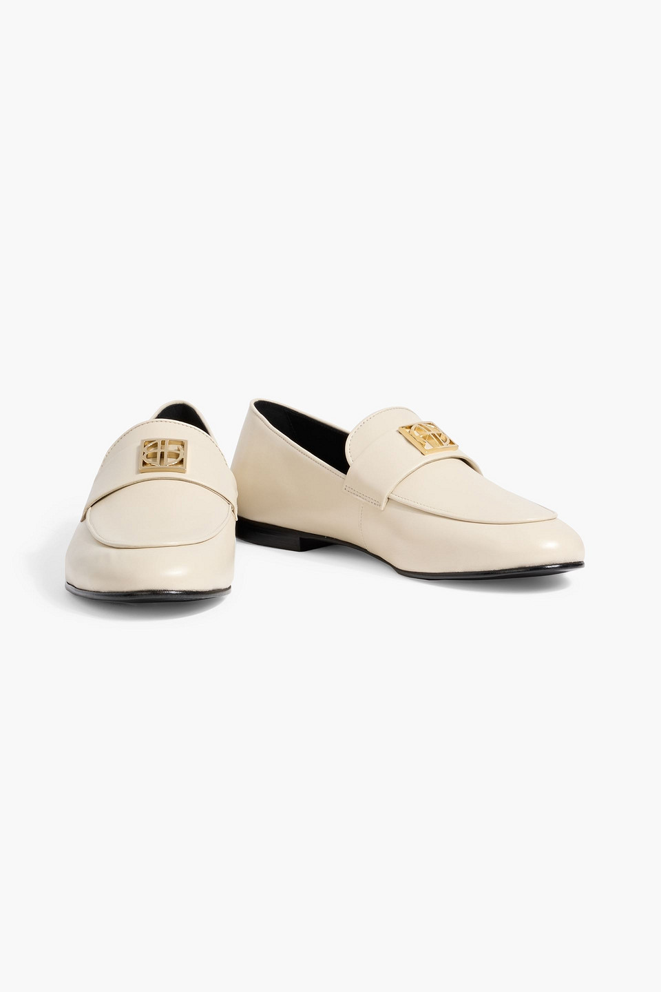 Anine Bing Corrine Embellished Leather Loafers In White