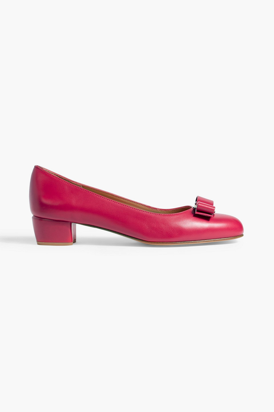 Ferragamo Vara Bow-detailed Leather Pumps In Pink