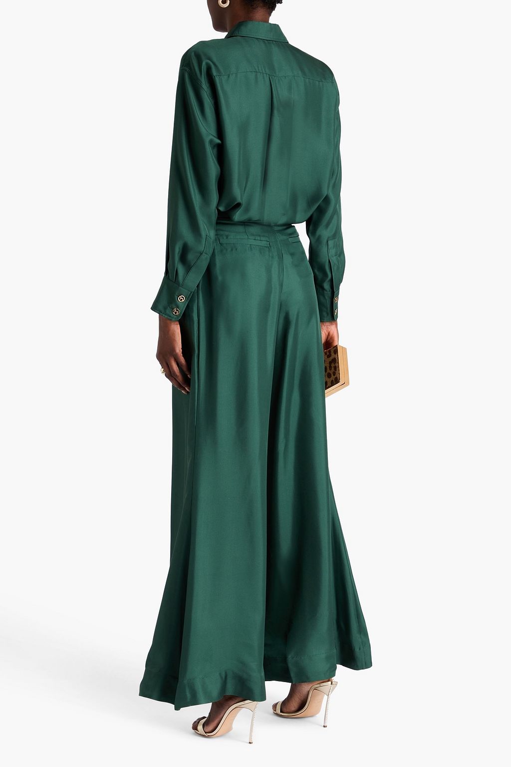 ZIMMERMANN Belted silk-twill wide-leg pants