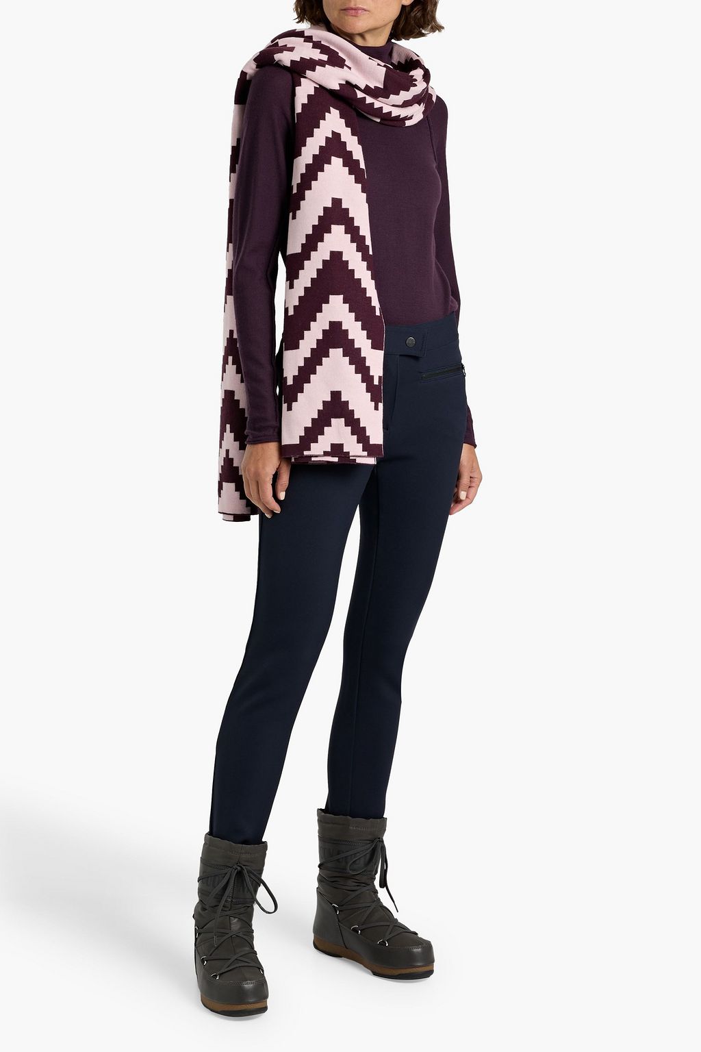 PERFECT MOMENT Jacquard-knit merino wool scarf