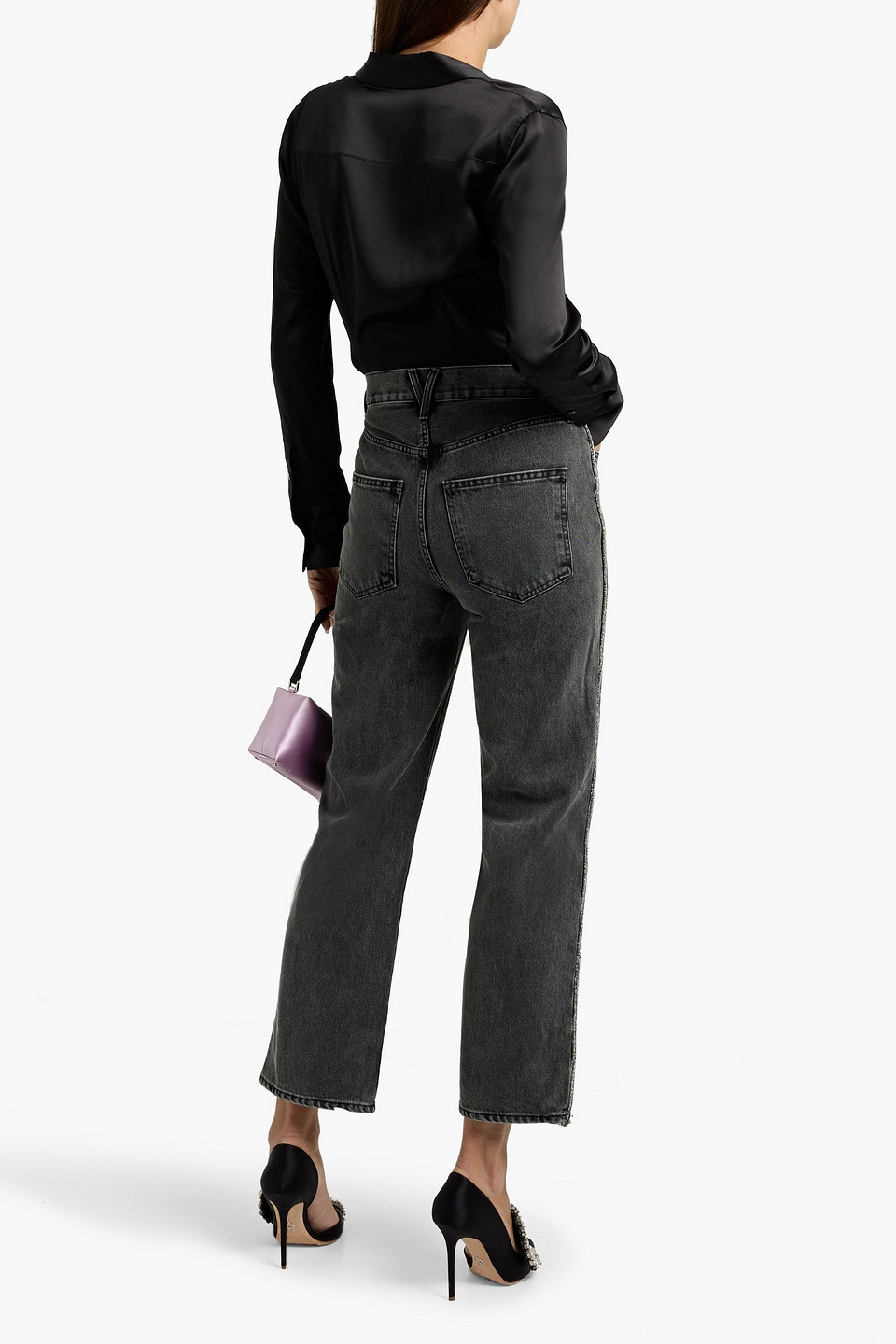 Veronica Beard Dylan Crystal-embellished High-rise Straight-leg Jeans In Black