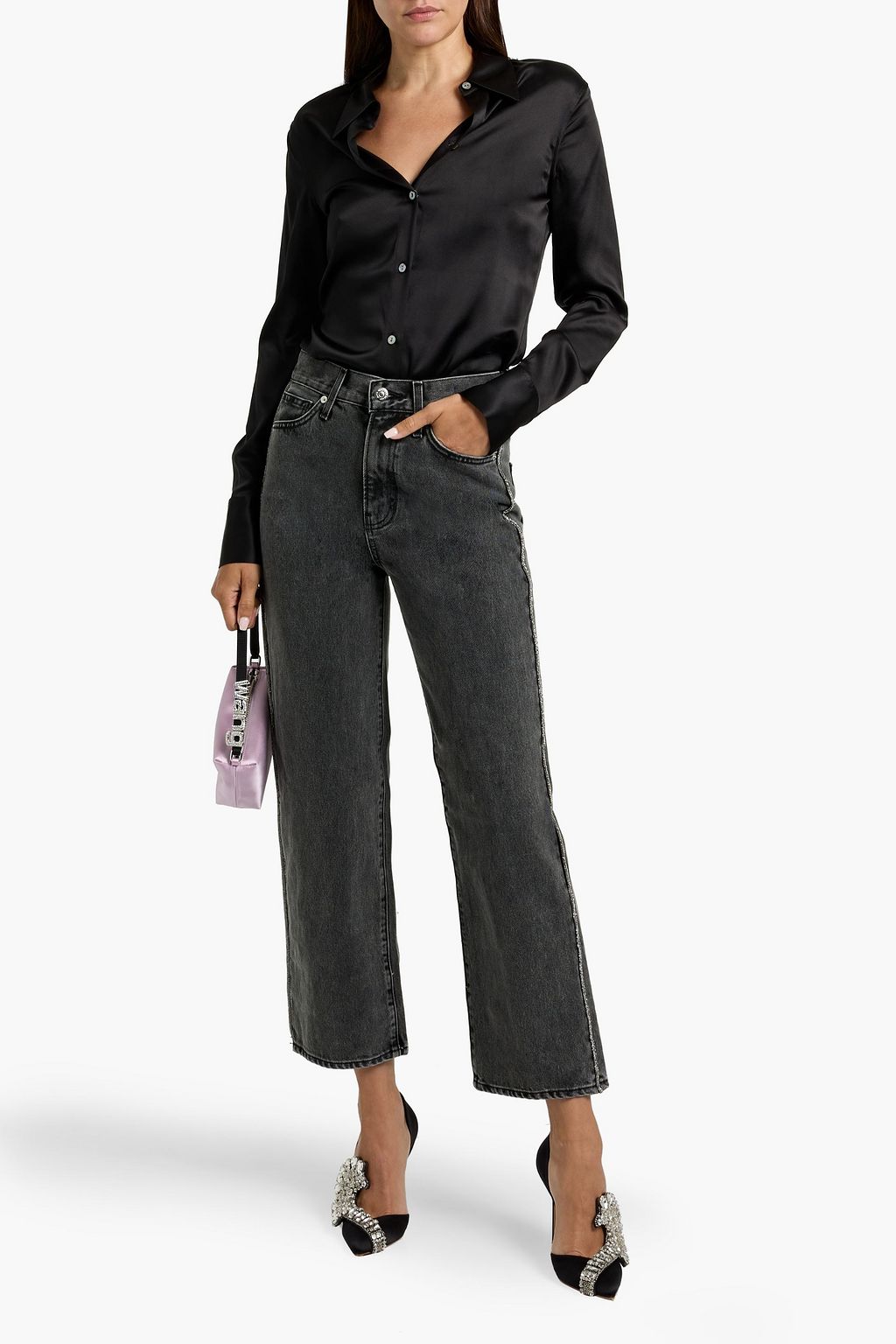 VERONICA BEARD Dylan crystal-embellished high-rise straight-leg jeans