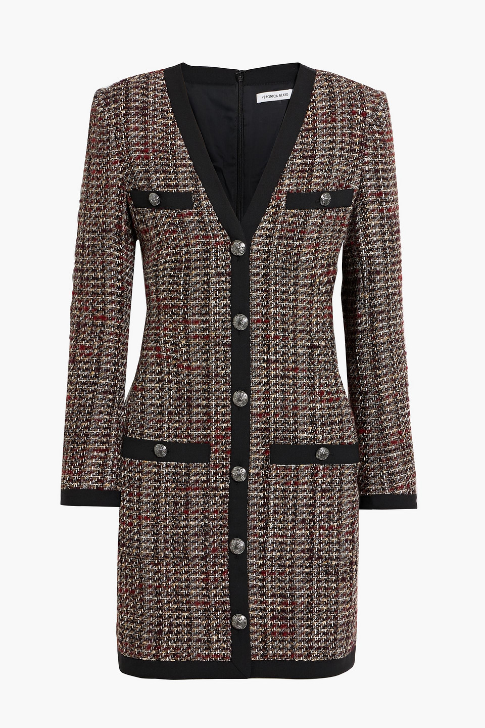 Veronica Beard Kenai Metallic Cotton-blend Tweed Mini Dress In Brown