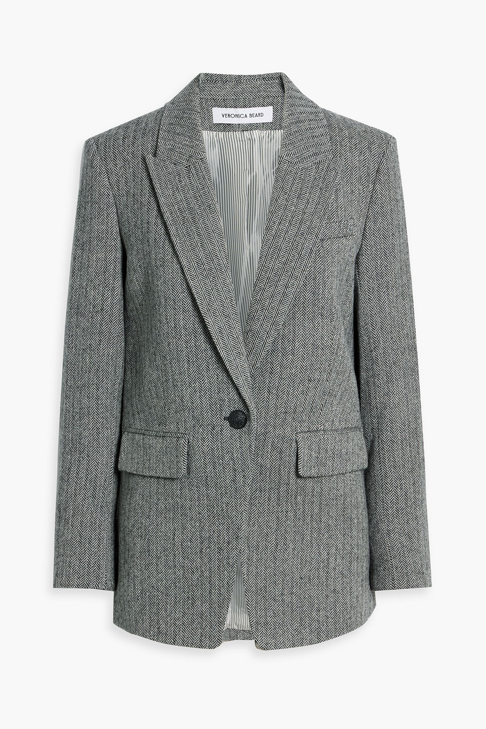 Veronica Beard Vega Dickey Herringbone Wool Blazer In Black