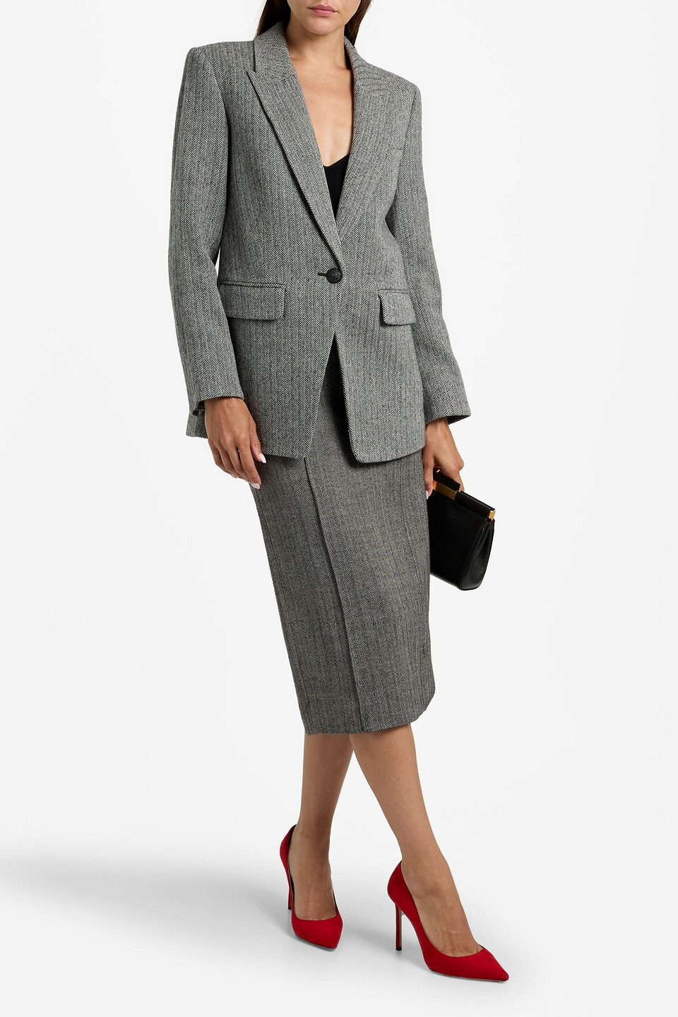 Veronica Beard Vega Dickey Herringbone Wool Blazer In Black