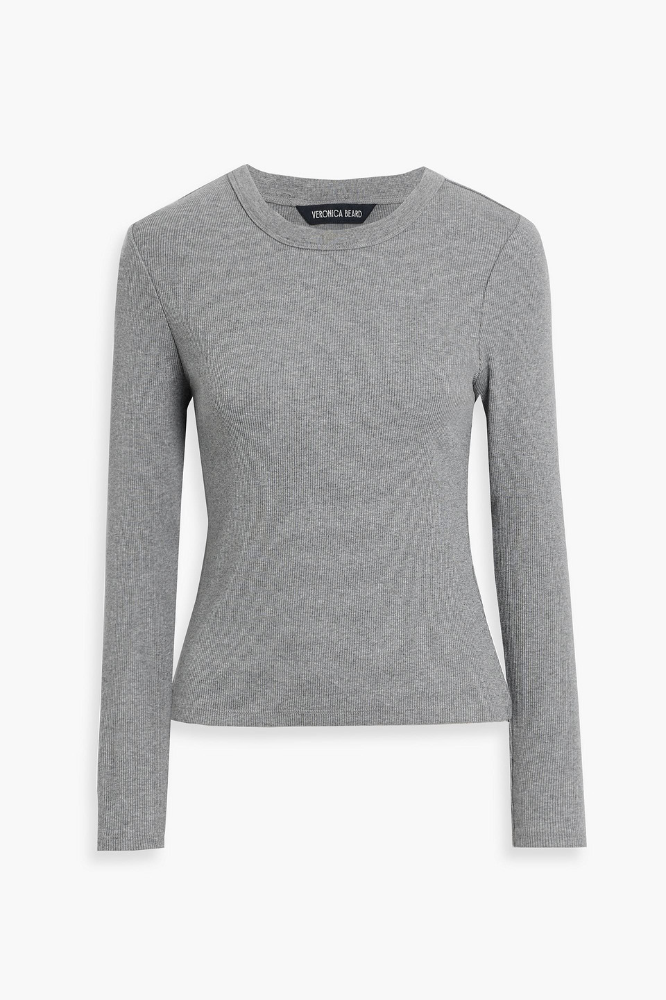 Veronica Beard Pruitt Ribbed Pima Cotton-blend Jersey Top In Gray