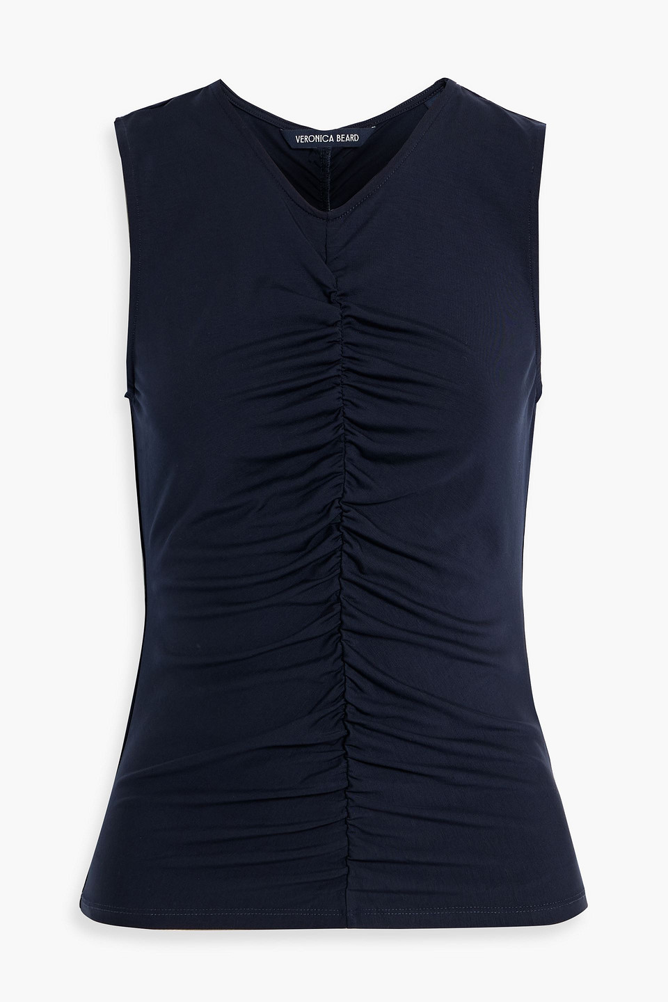 Veronica Beard Neeta Ruched Lyocell-blend Jersey Top In Black