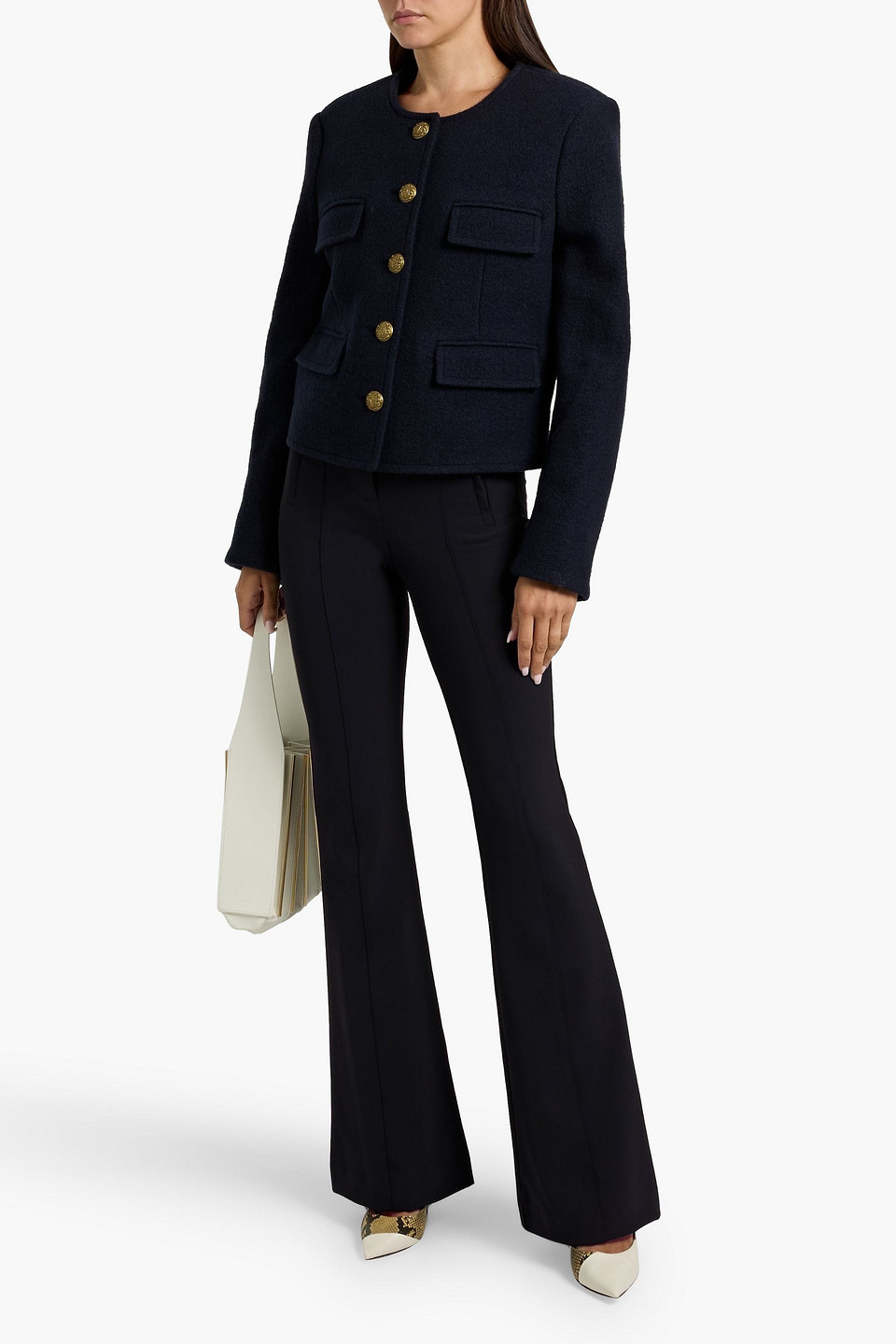 Veronica Beard Tindaya Stretch-cady Flared Pants In Black