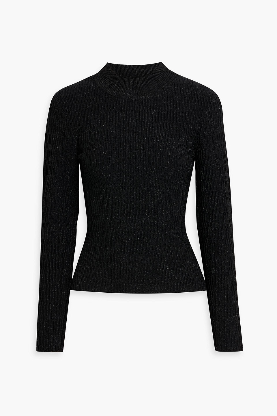 Veronica Beard Dahlia Metallic Ribbed-knit Sweater In Black