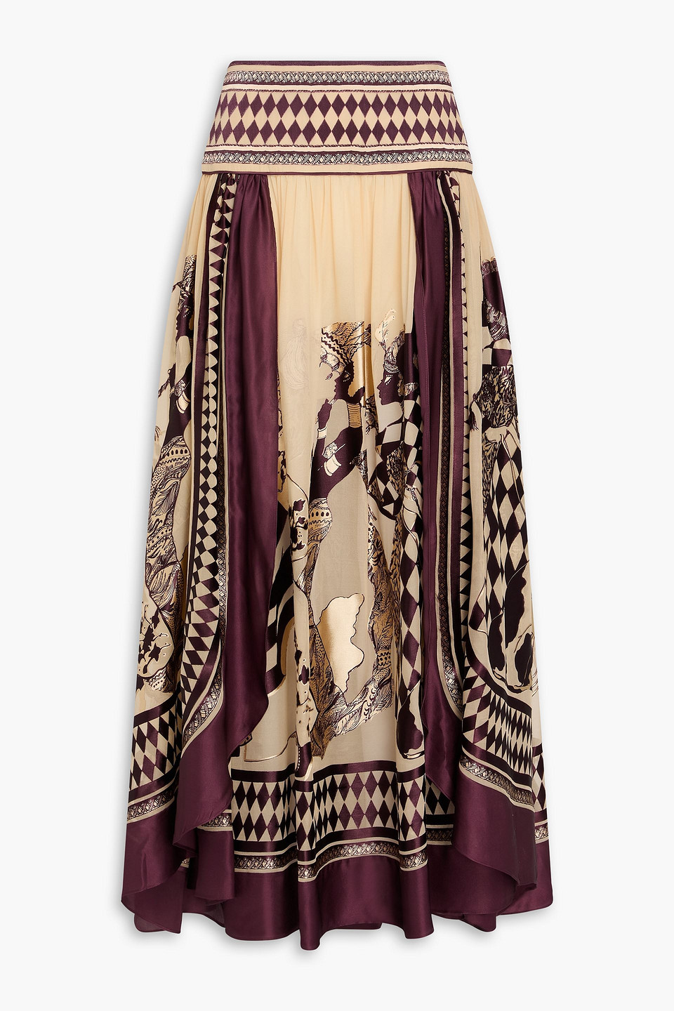 zimmermann - printed fil coupé chiffon maxi skirt - white - 3