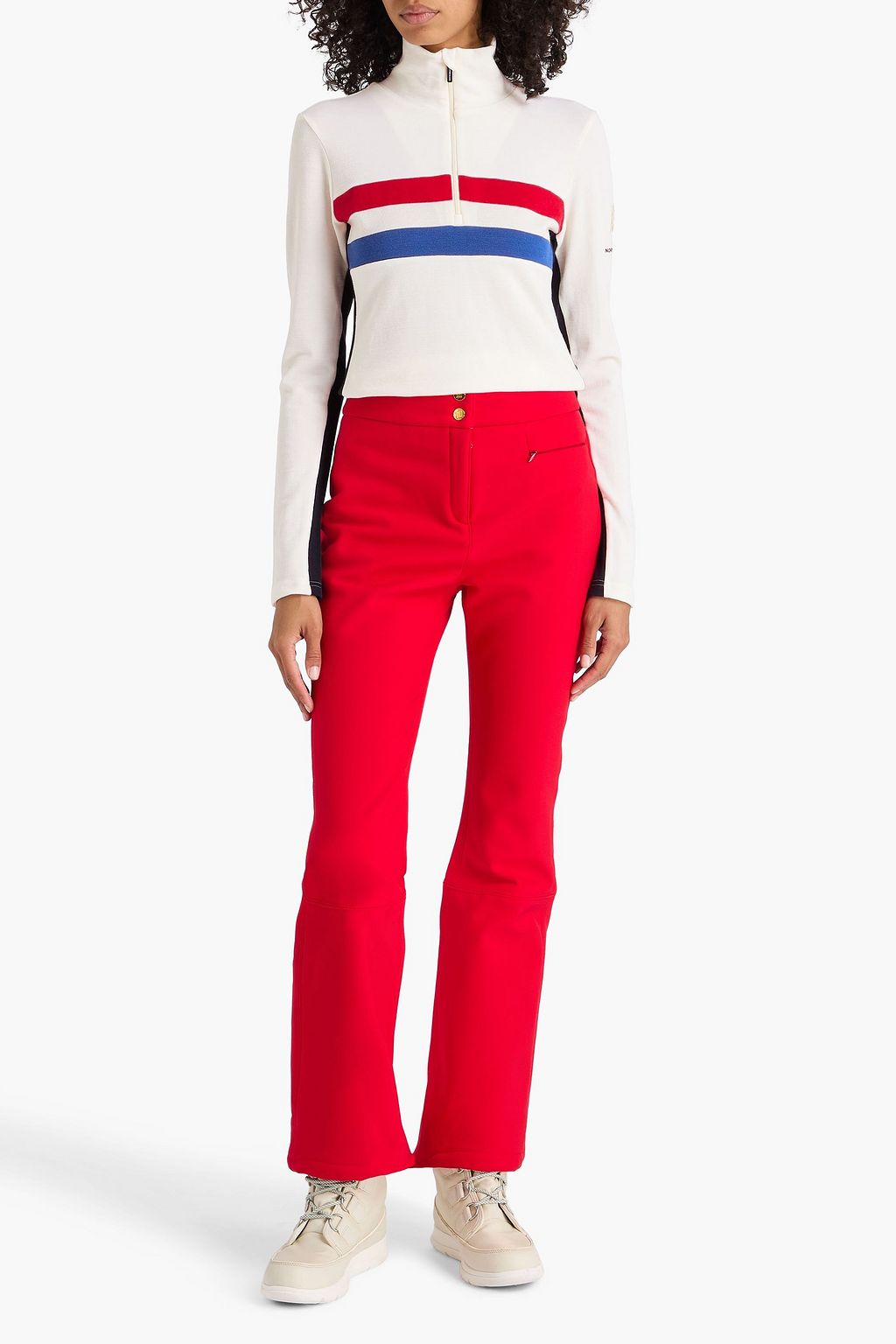 WE NORWEGIANS Striped wool-blend piqué base layer