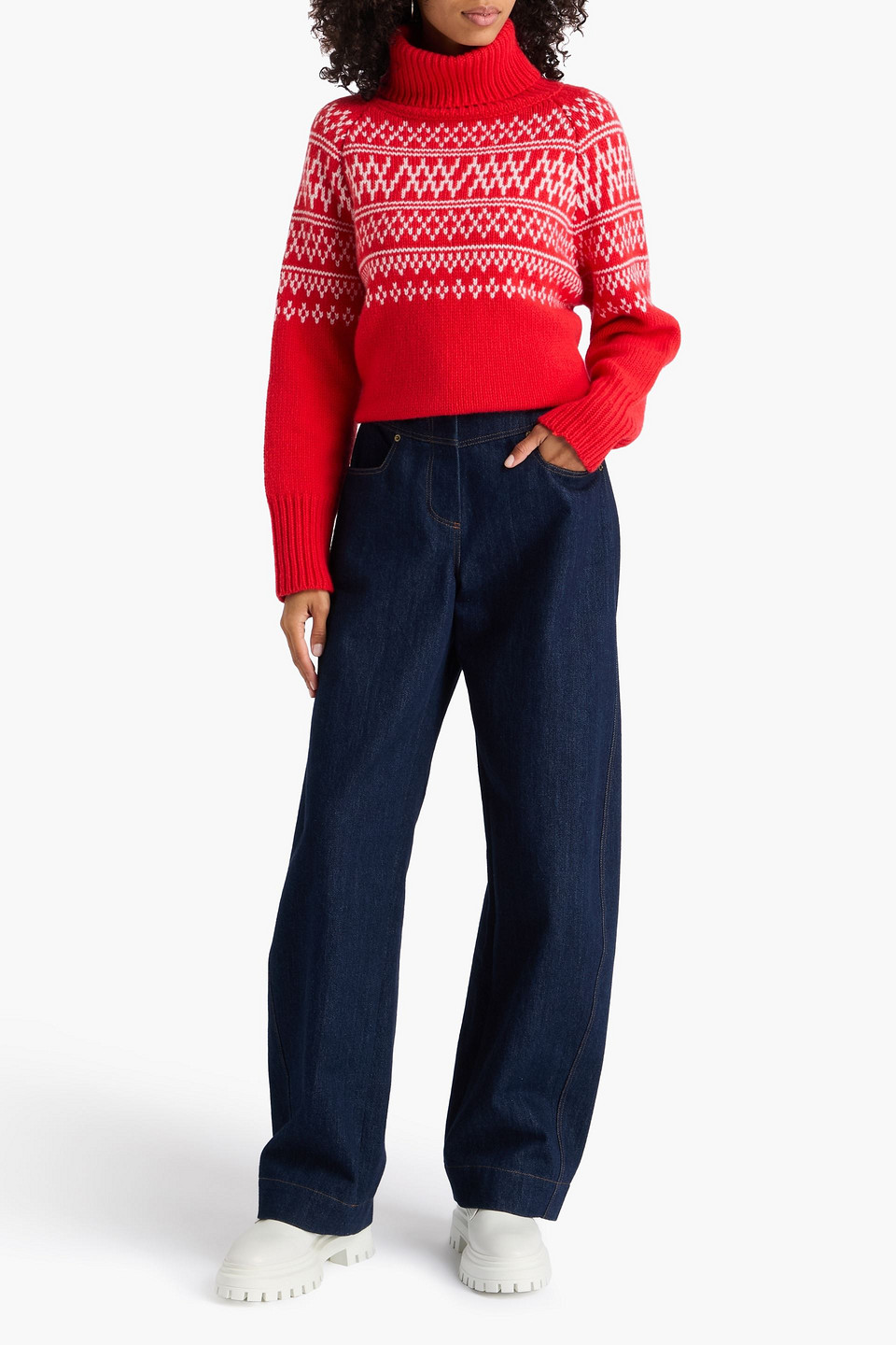We Norwegians Setesdal Intarsia Wool And Cashmere-blend Turtleneck Sweater In Red